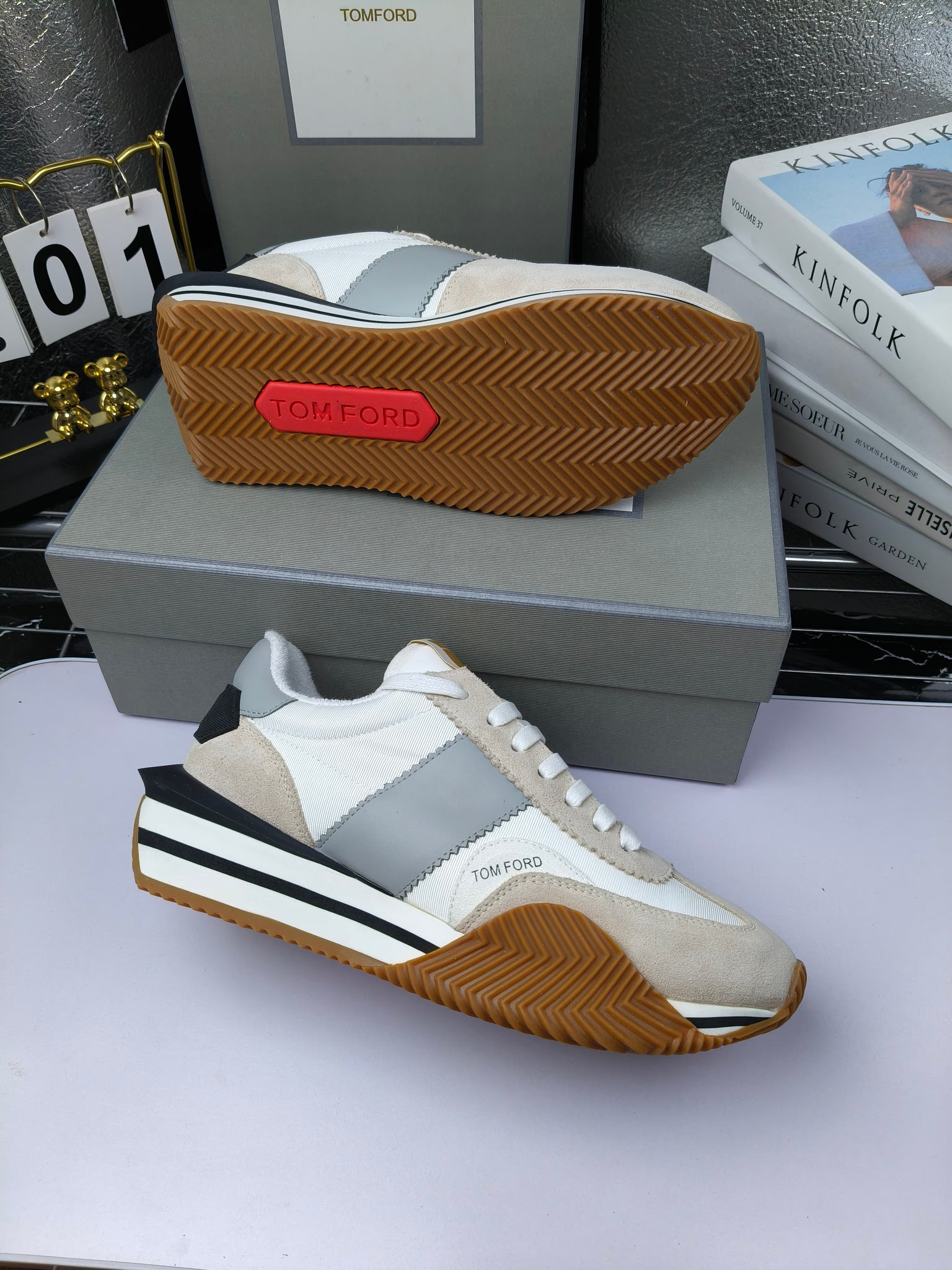 Tom Ford Retro Lift Sneakers White/Gray