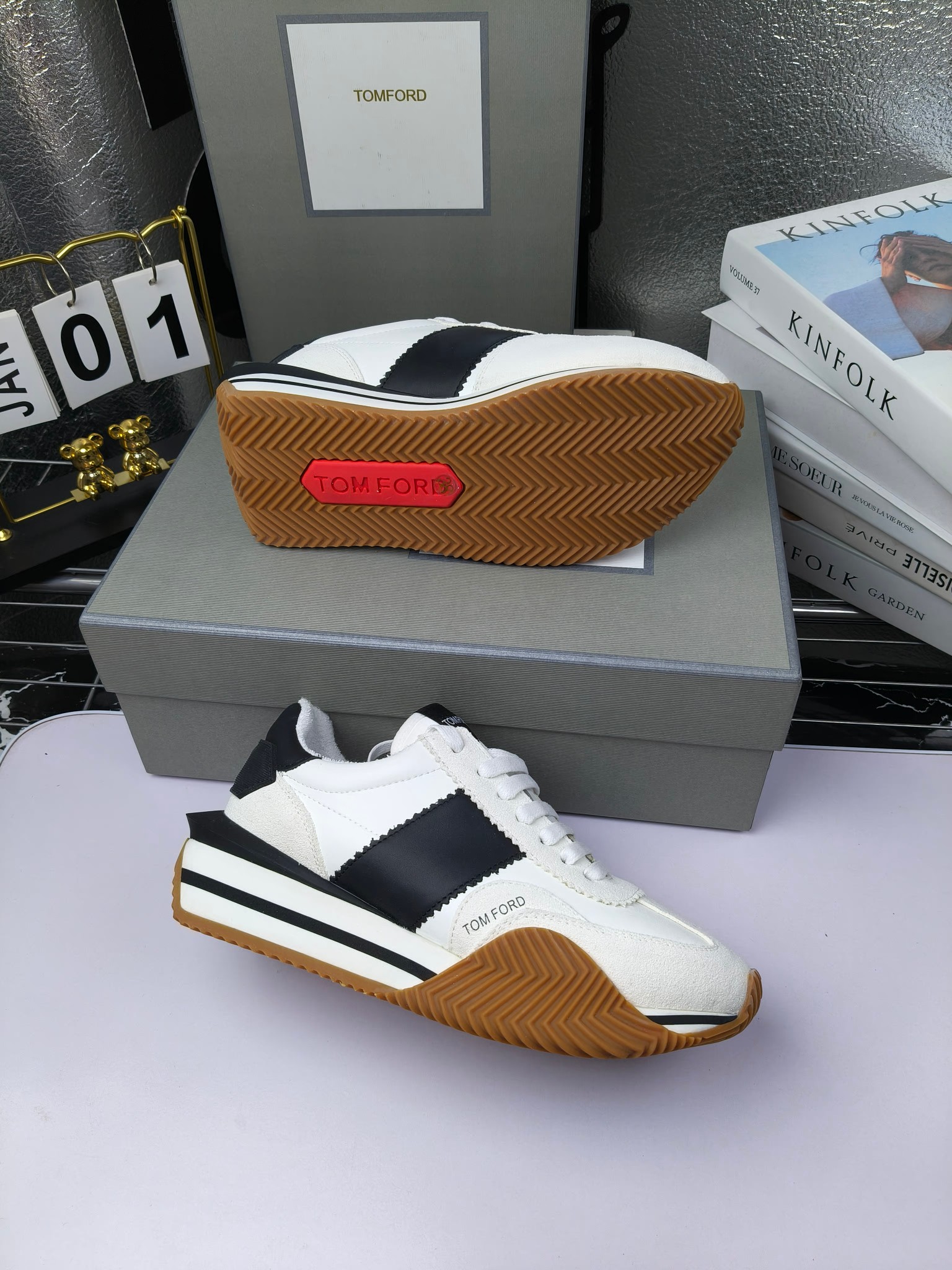 Tom Ford Retro Platform Sneakers White Black