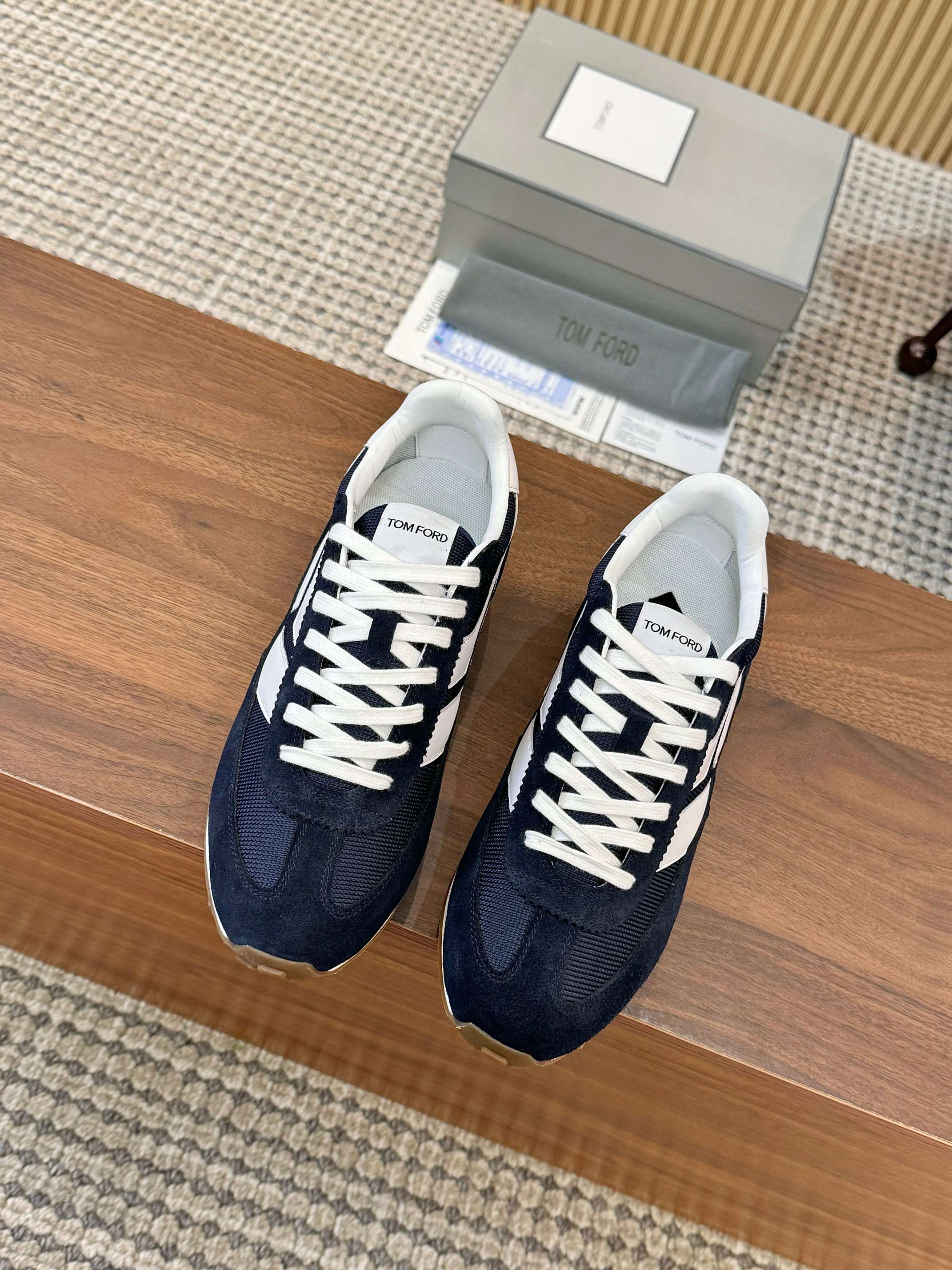 Tom Ford Retro Low-Top Sneakers Navy
