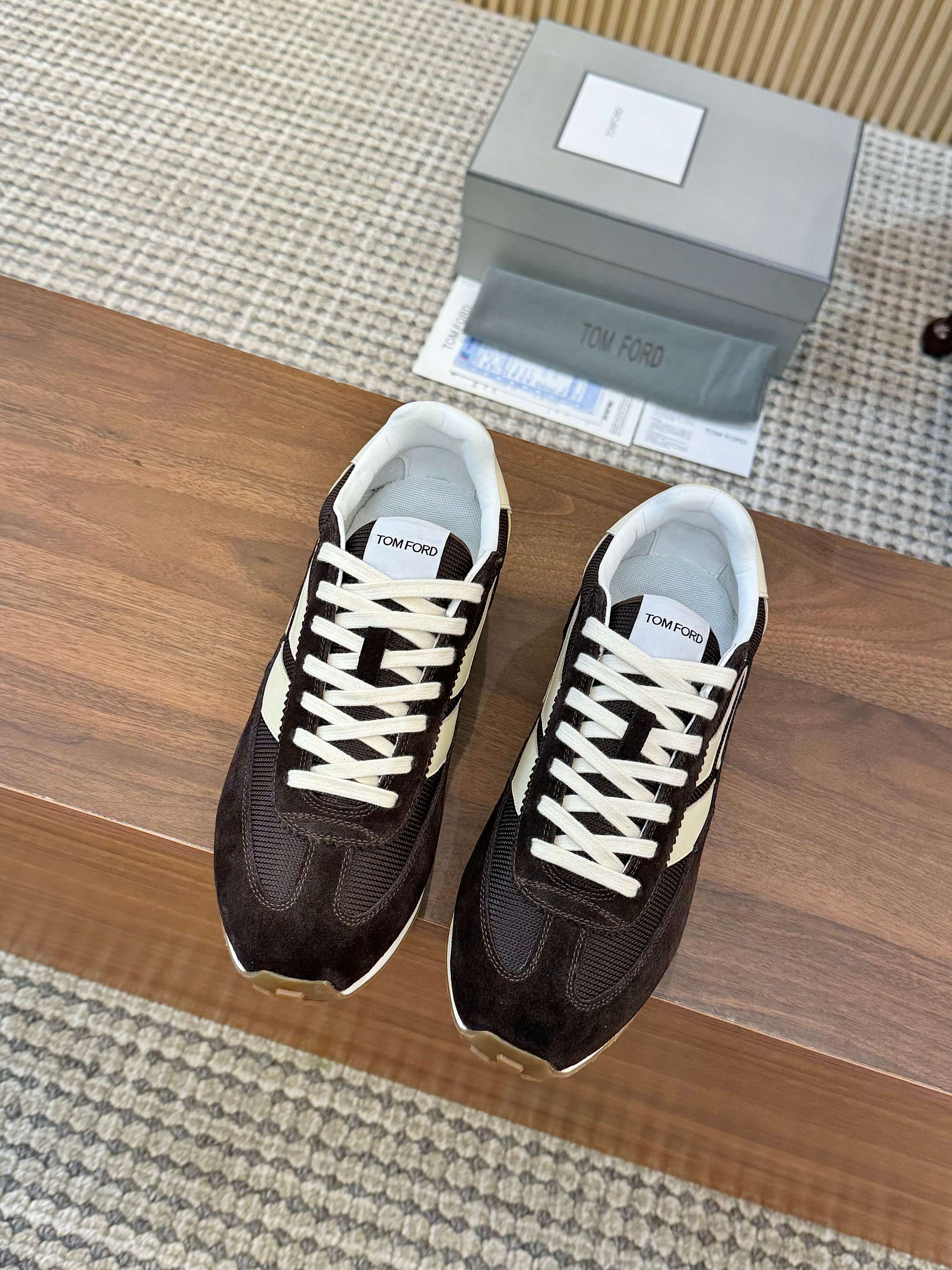 Tom Ford Retro Low-Top Sneakers Black/White