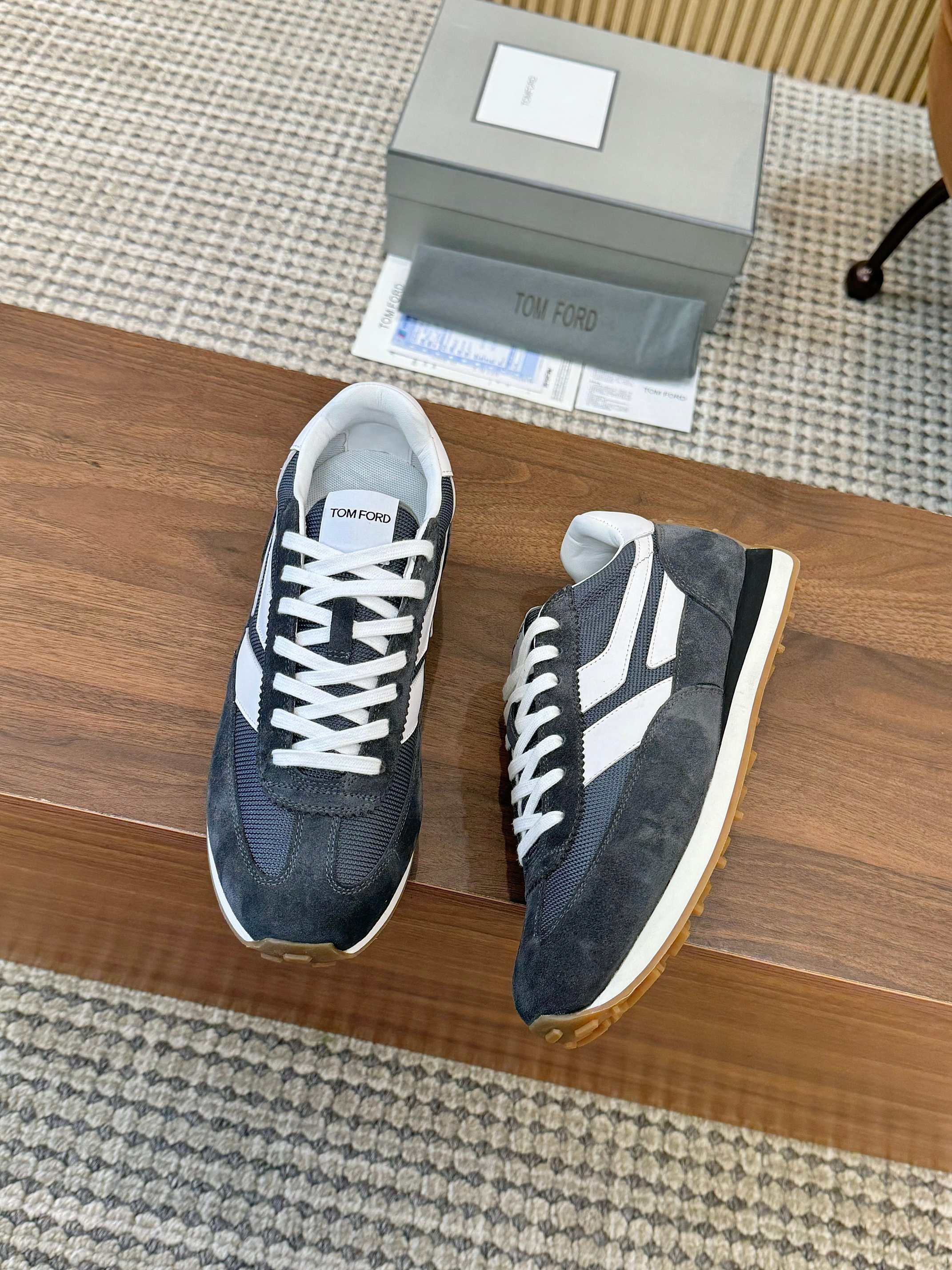 Tom Ford Retro Low-Top Sneakers Grey
