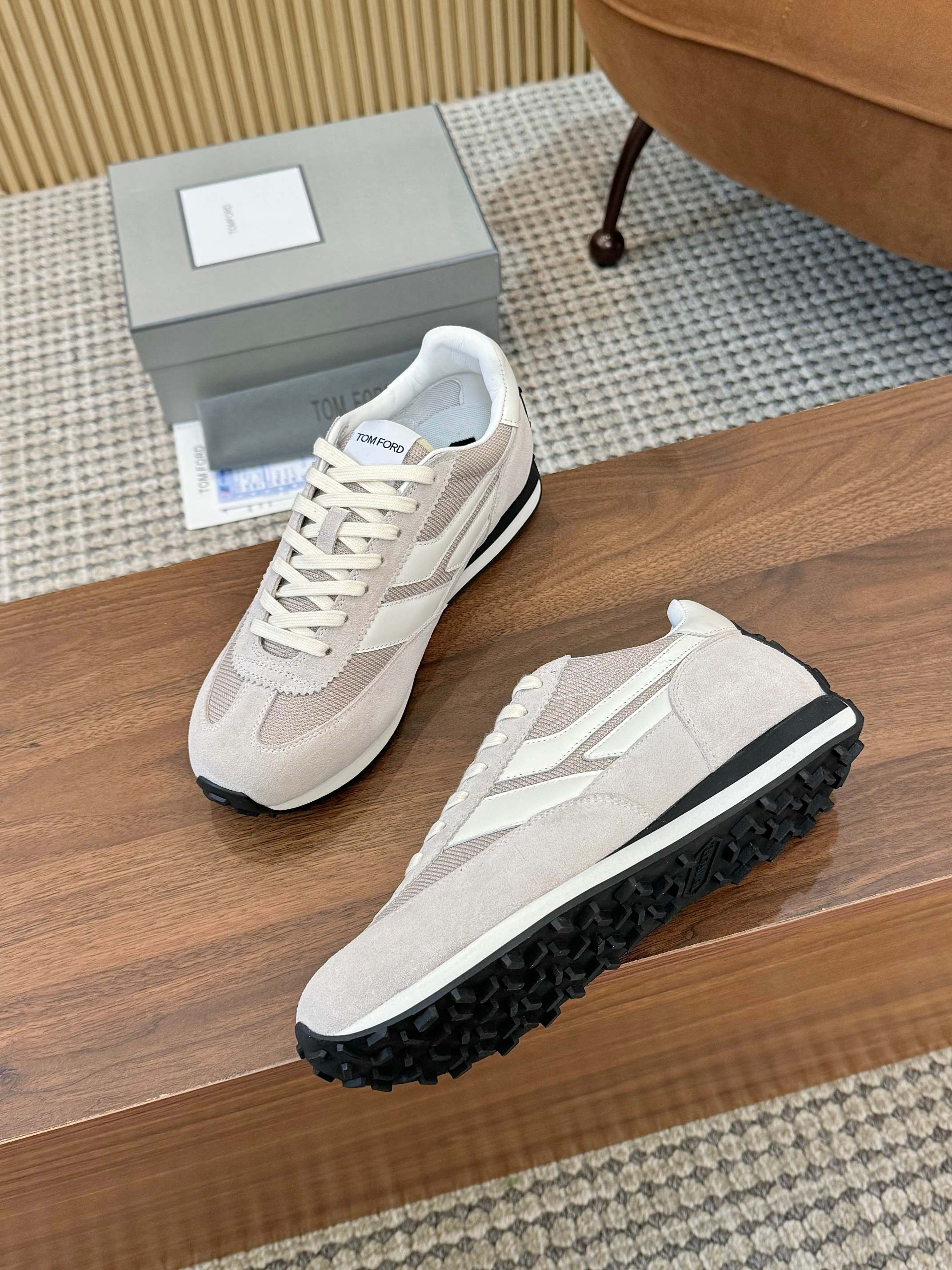 Tom Ford Low-Top Retro Sneakers Beige