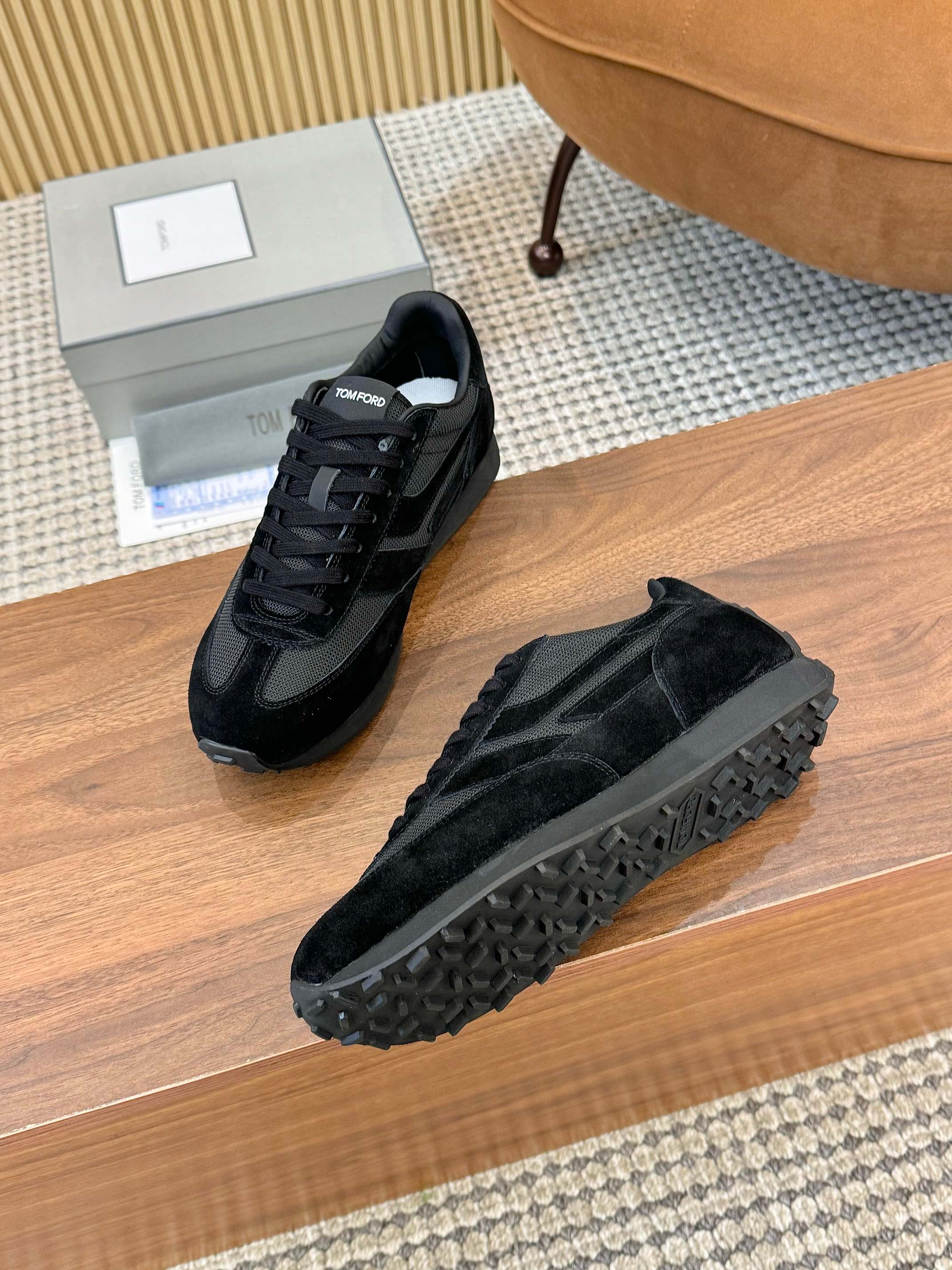 Tom Ford Retro Low-Top Sneakers Black