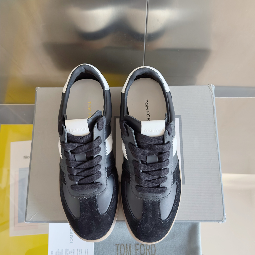 Tom Ford Terence Suede Leather Sneakers Black/White