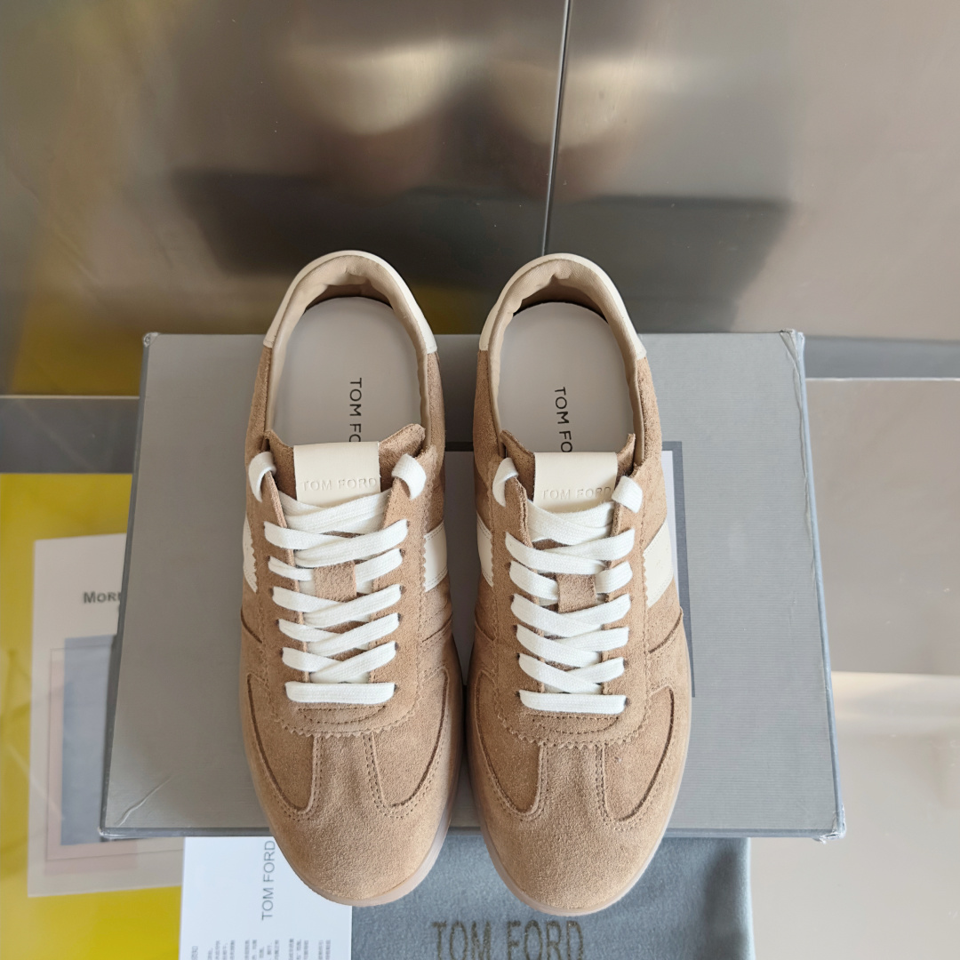 Tom Ford Terence Suede Sneakers Khaki/White