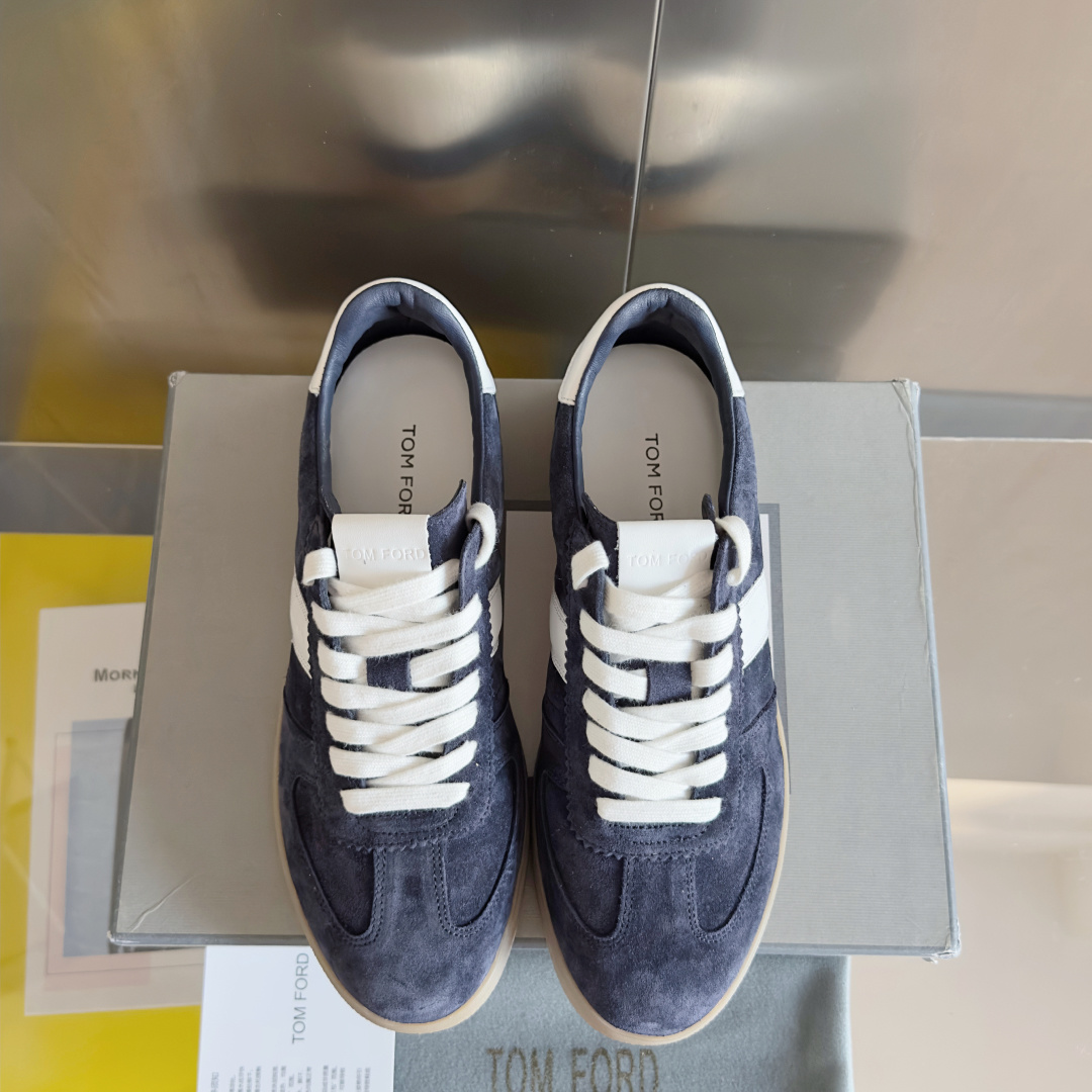 Tom Ford Suede Trainer Sneakers Navy/White