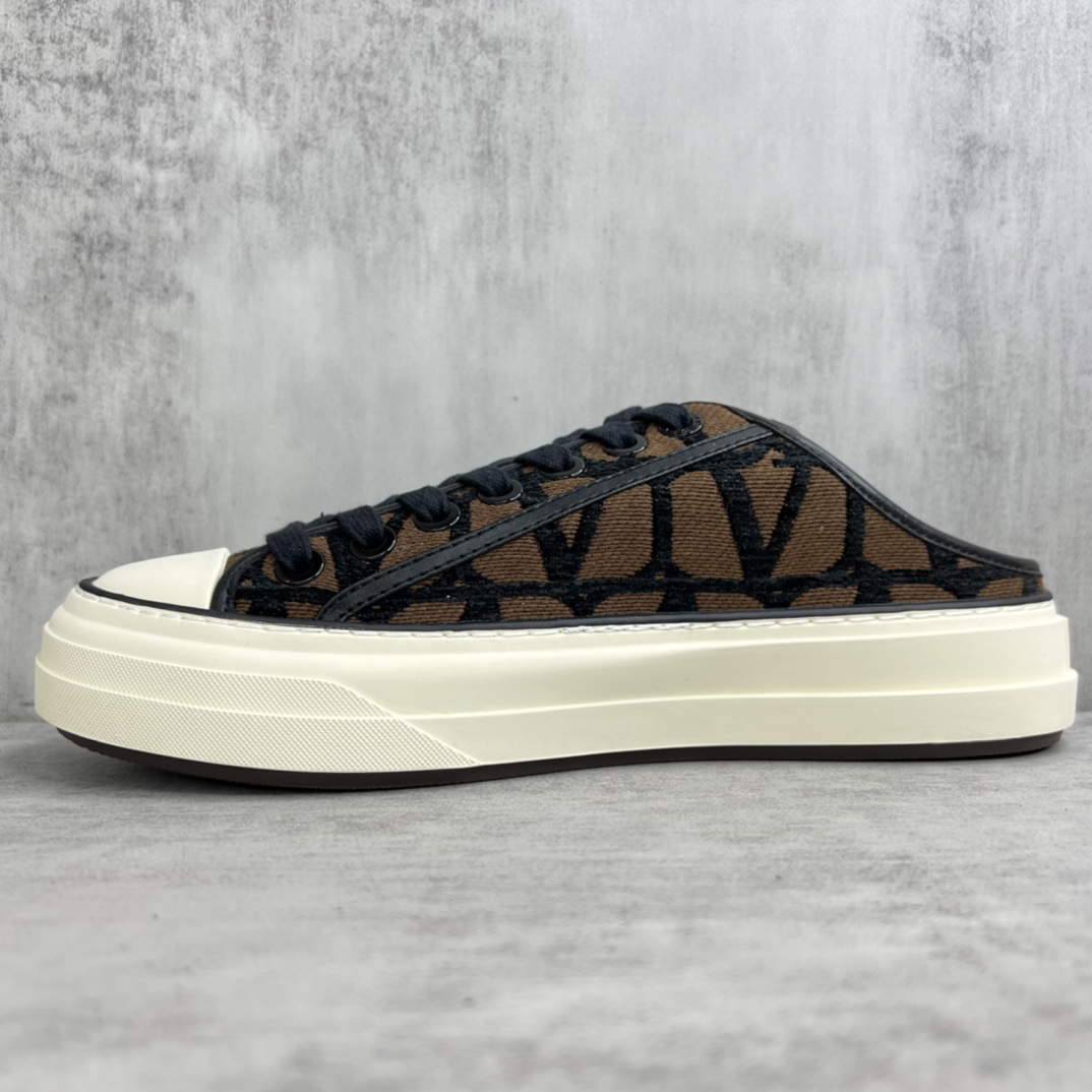 Valentino Garavani V Logo Low-Top Mule Sneakers Brown/Black