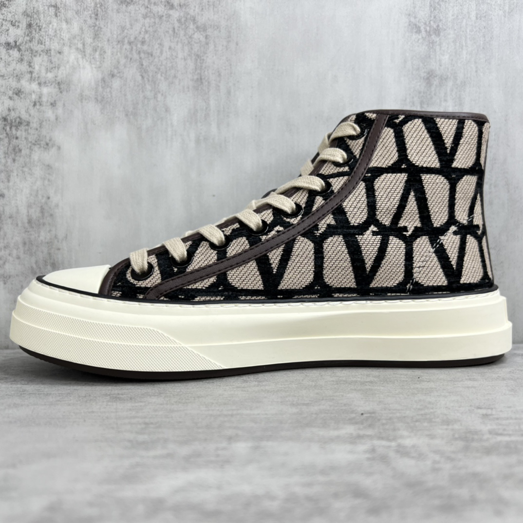Valentino Garavani V-Logo High-Top Sneakers Beige
