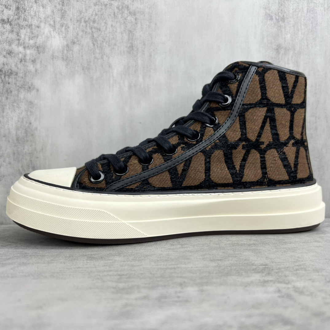 Valentino Garavani V-Logo High-Top Sneakers Brown/Black