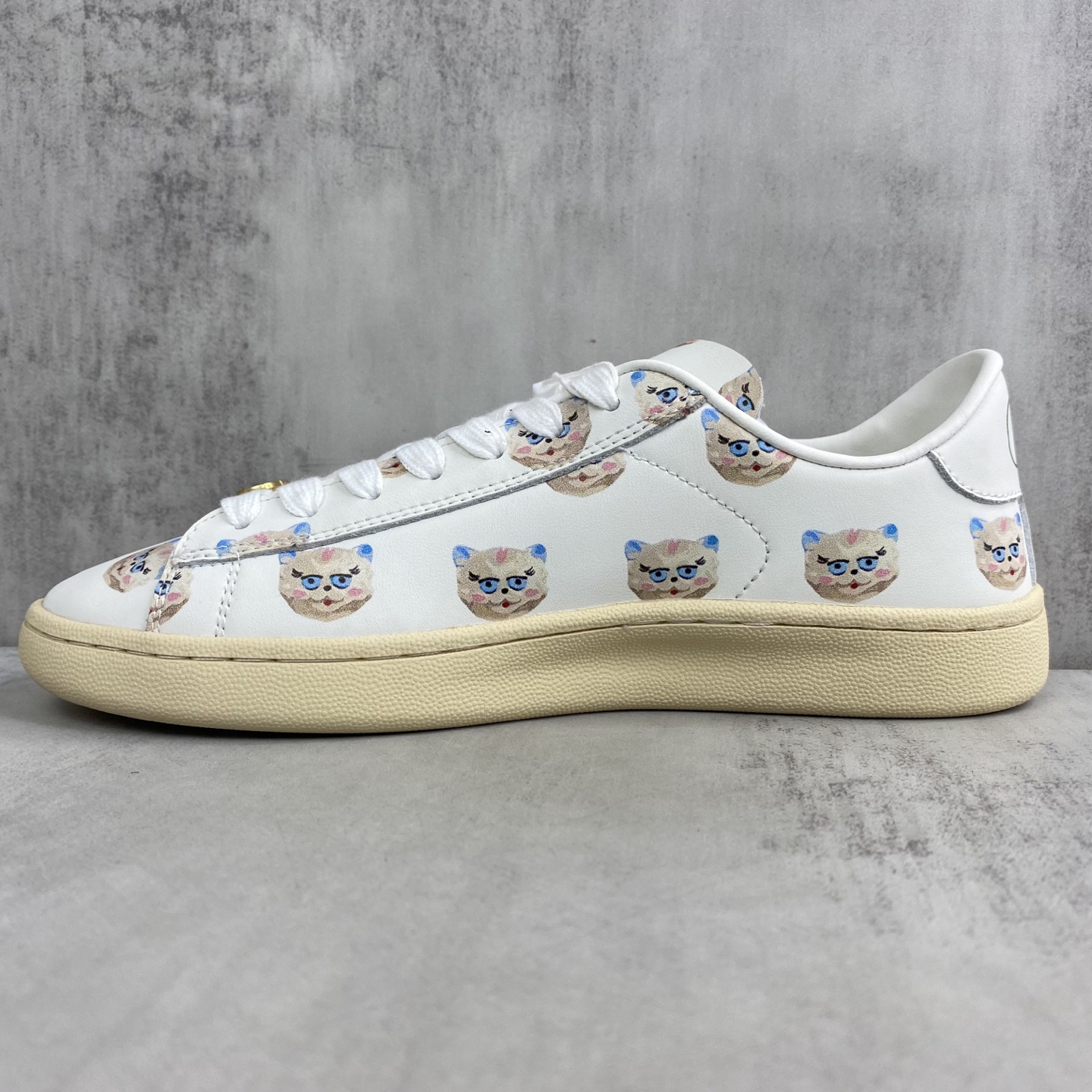 Valentino Low-Top Cat Print Sneakers White