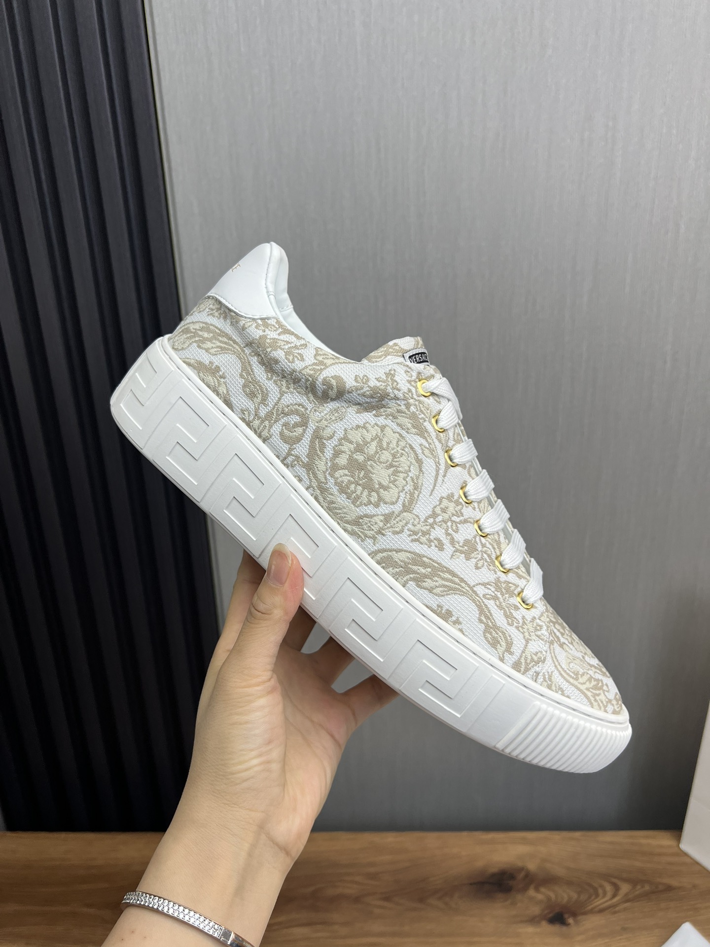 Versace Jacquard Leather Sneakers Multi