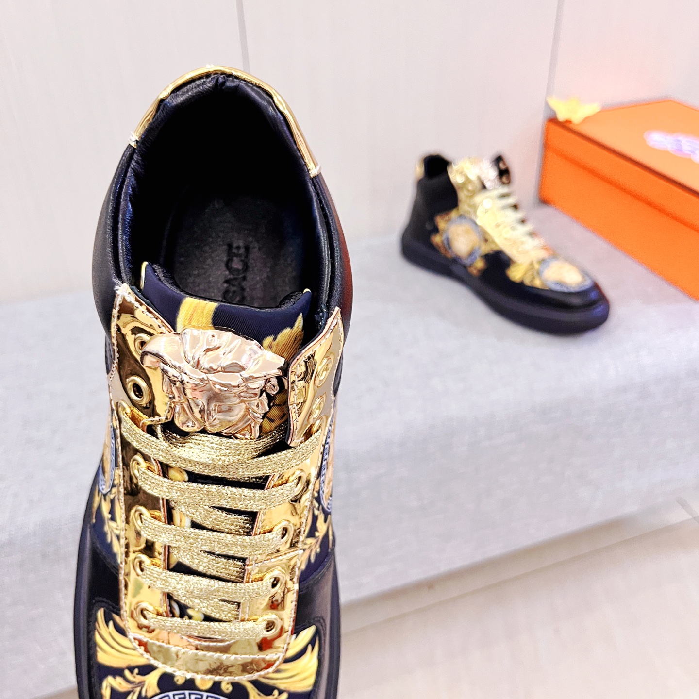 Versace Medusa High-Top Sneakers Black/Gold