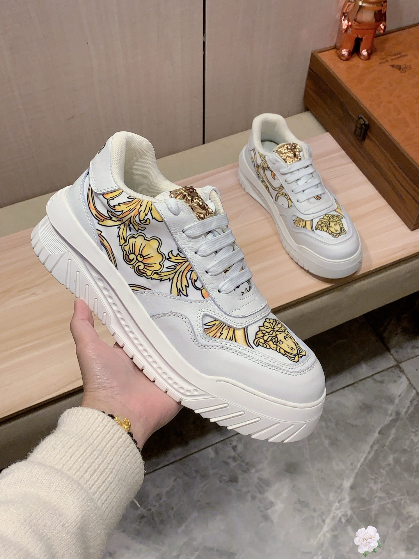 Versace Baroque Platform Sneakers White