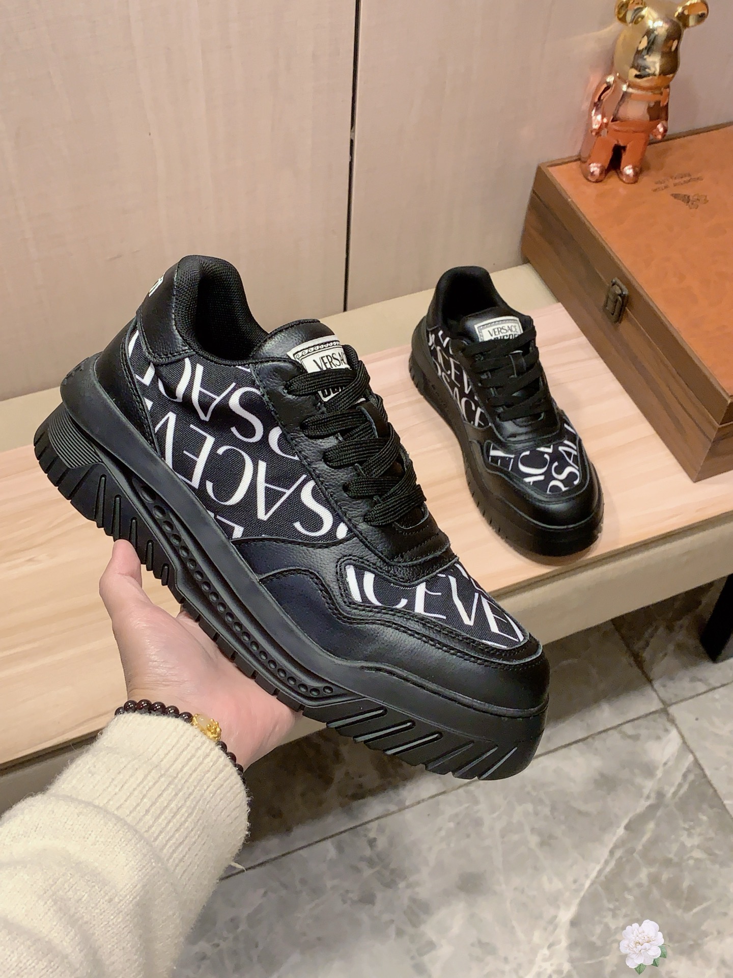 Versace Logo Print Sneakers Multicolor