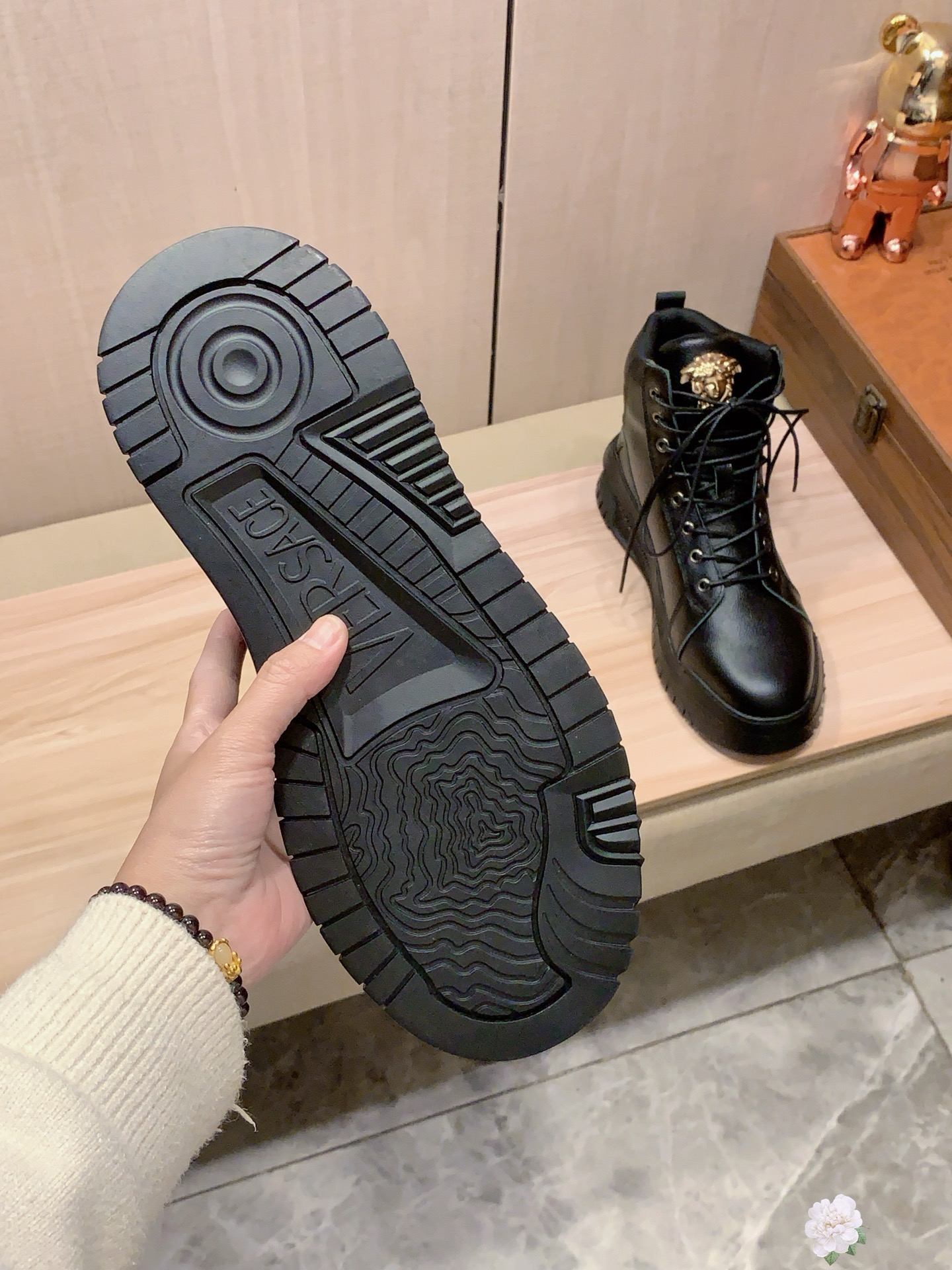 Versace Medusa High-Top Boots Black