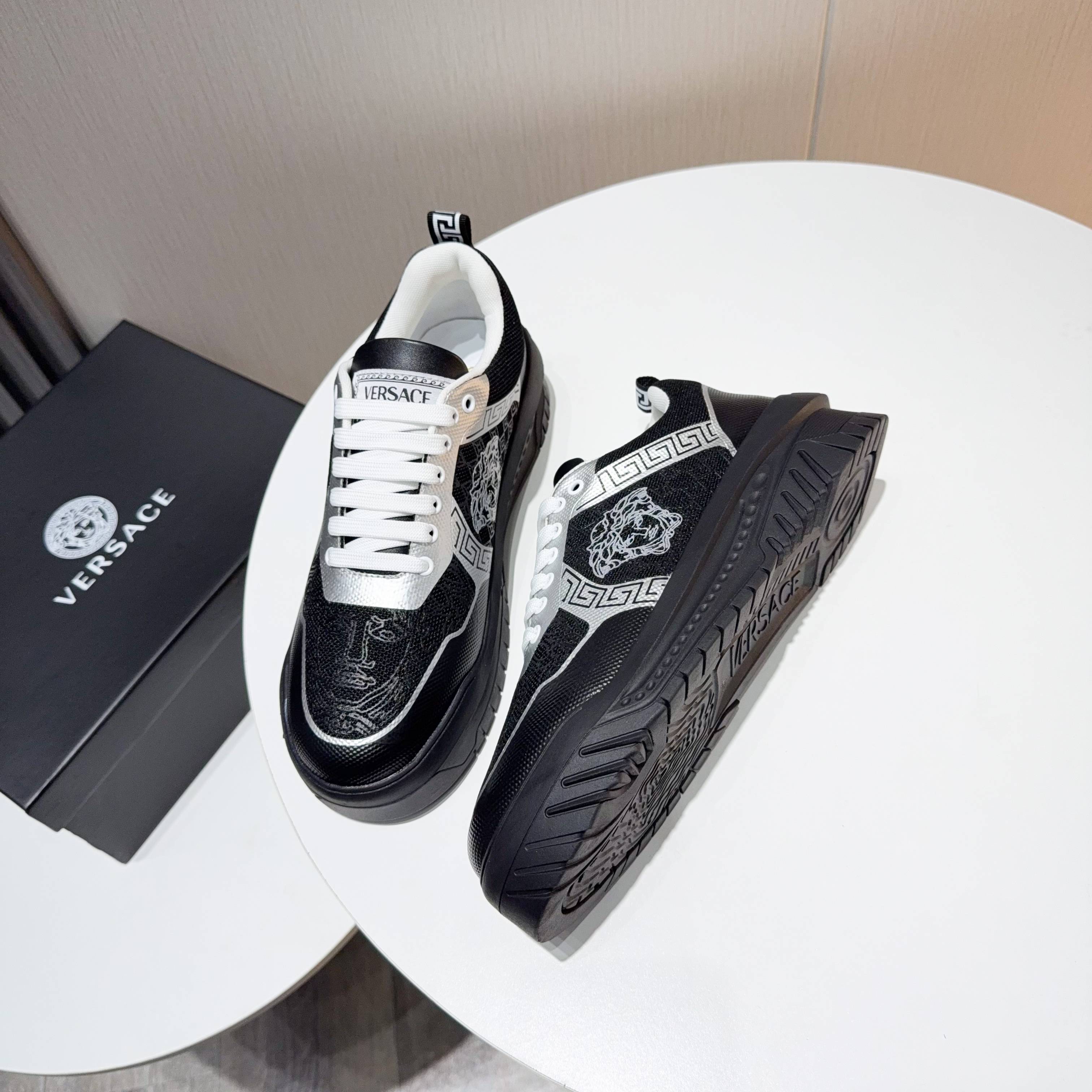 Versace Grace Labyrinth Knit Sneakers Black/Silver