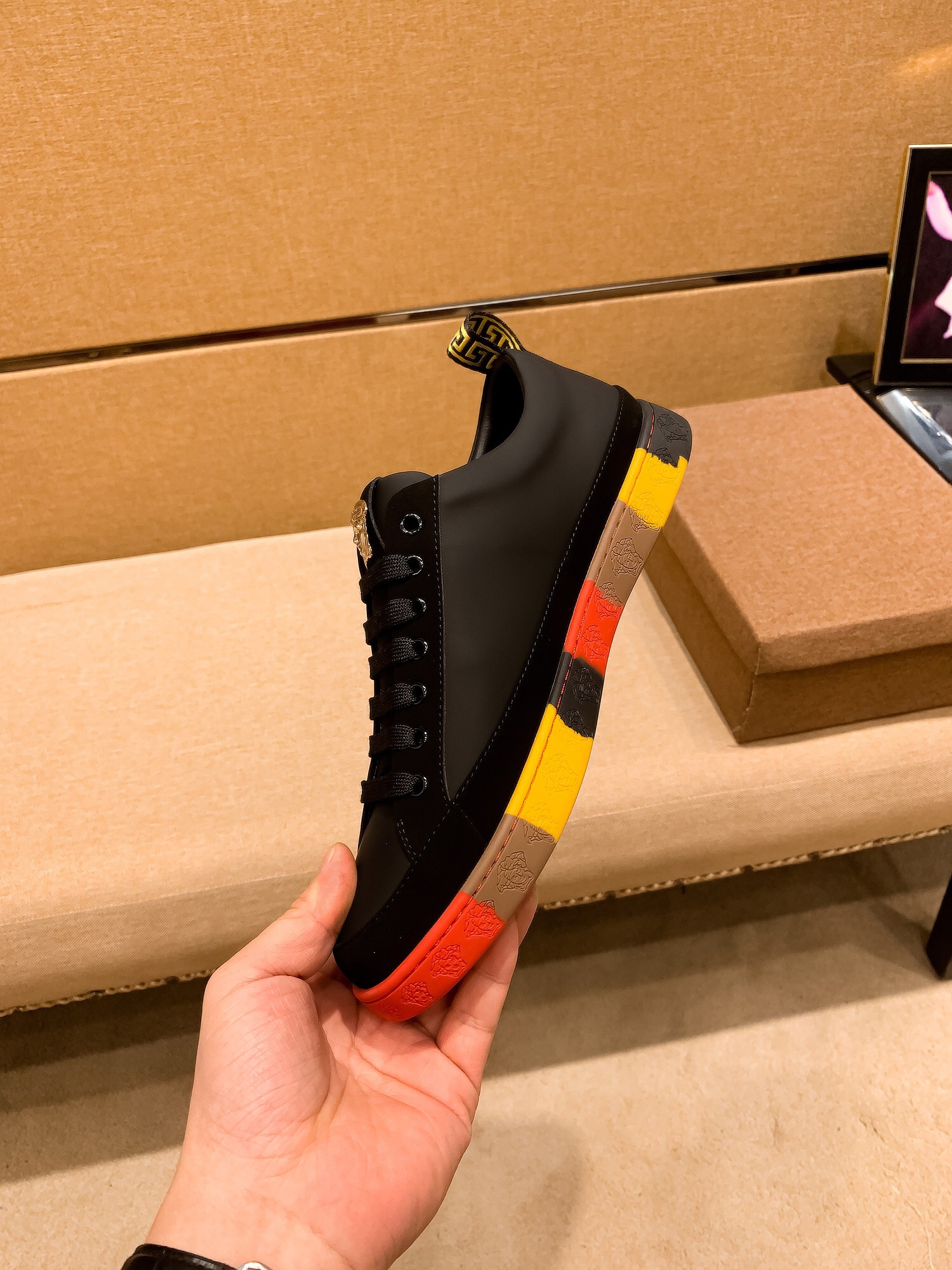 Versace Medusa Leather Sneakers Black