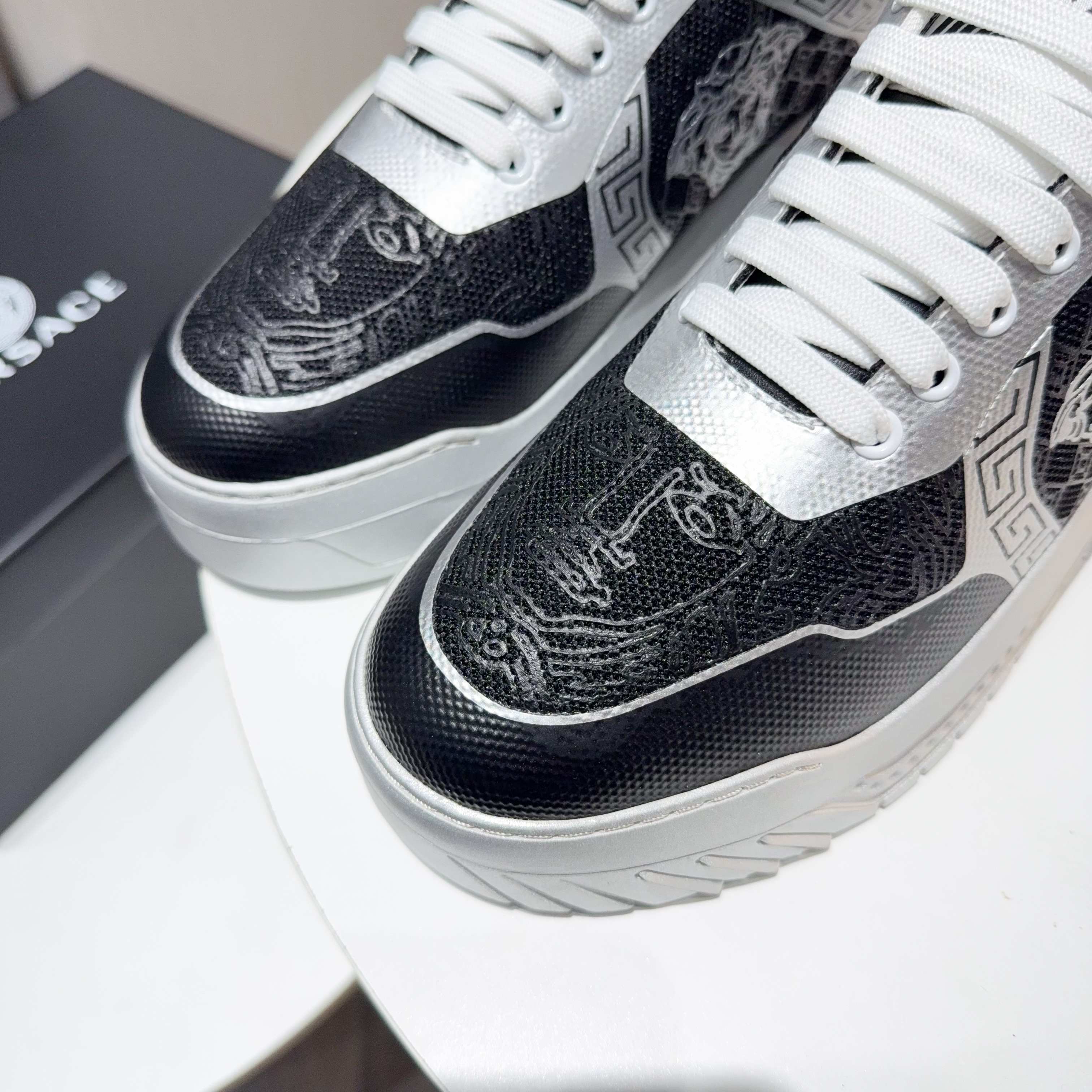 Versace Grace Labyrinth Knit Sneakers Black/Silver