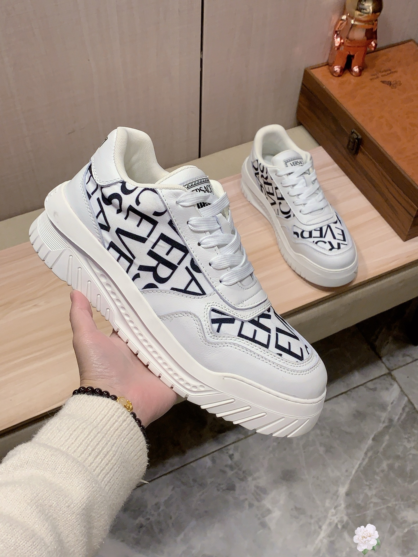 Versace Monogram Platform Sneaker White