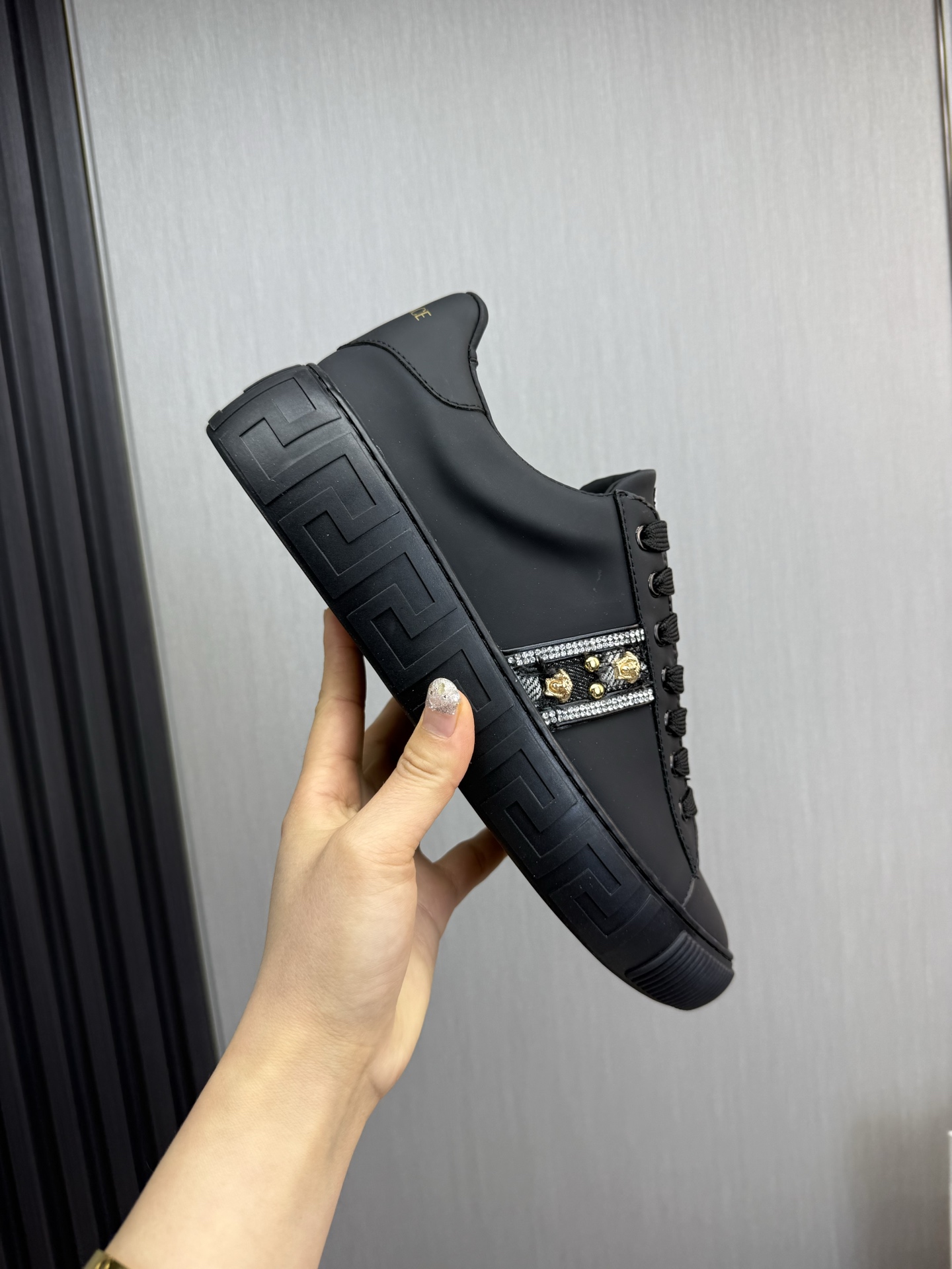 Versace Leather Casual Sneakers Multi-Color