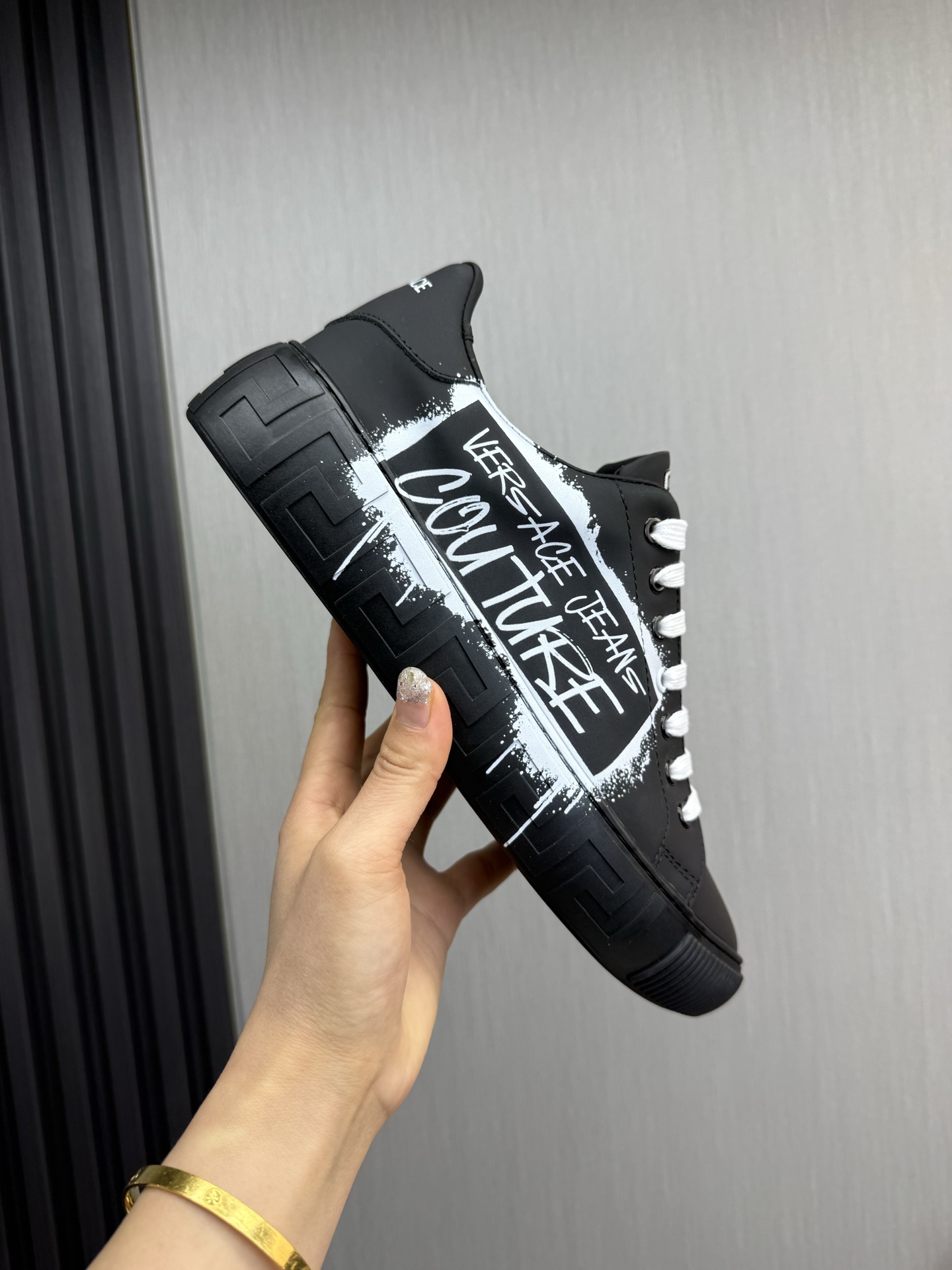 Versace Leather Low-Top Sneakers Multicolor