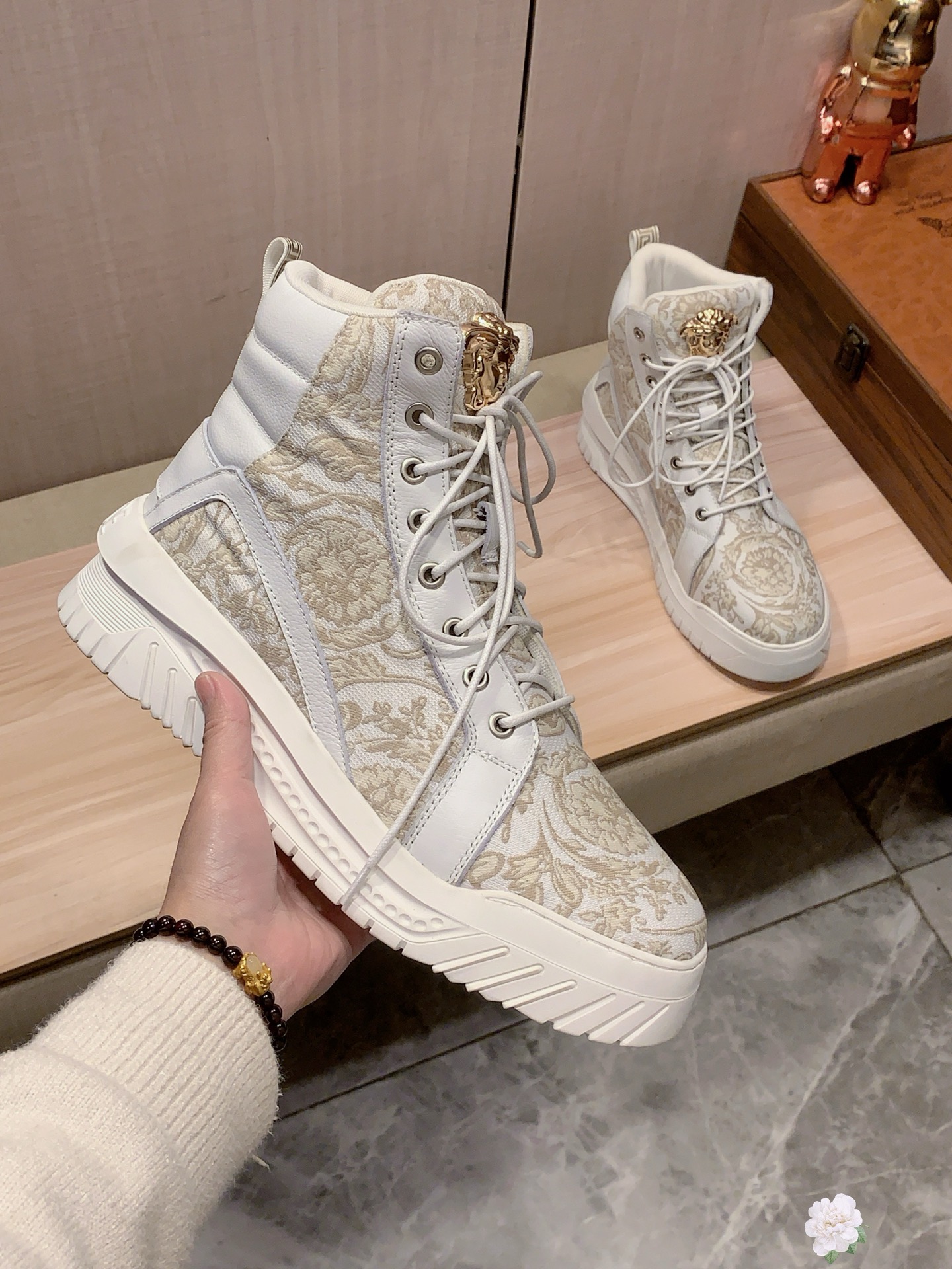 Versace Baroque High-Top Sneakers Multi-Color