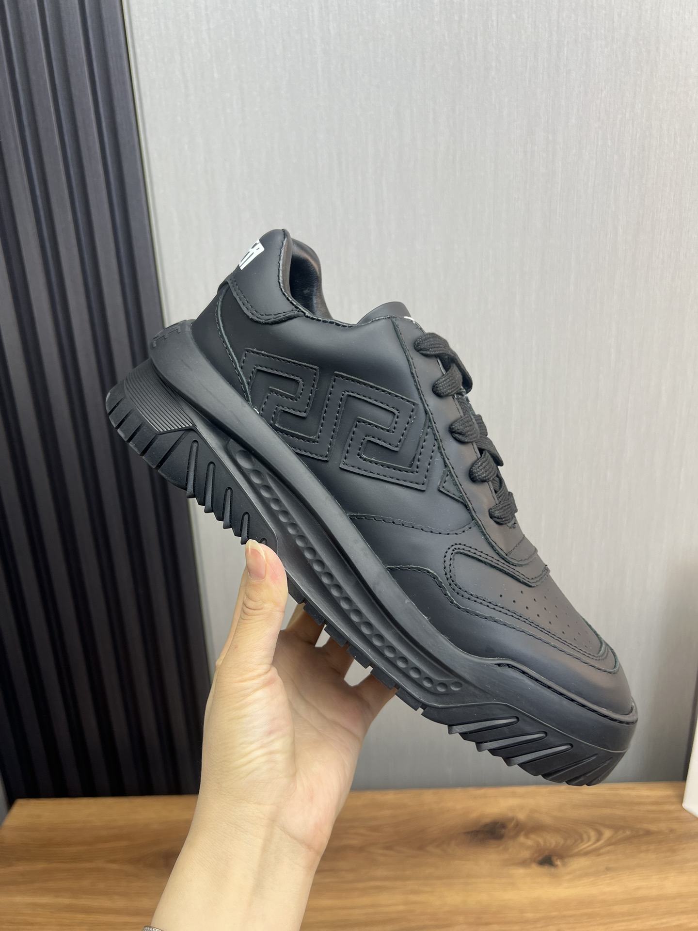 Versace Leather Casual Sneakers Black