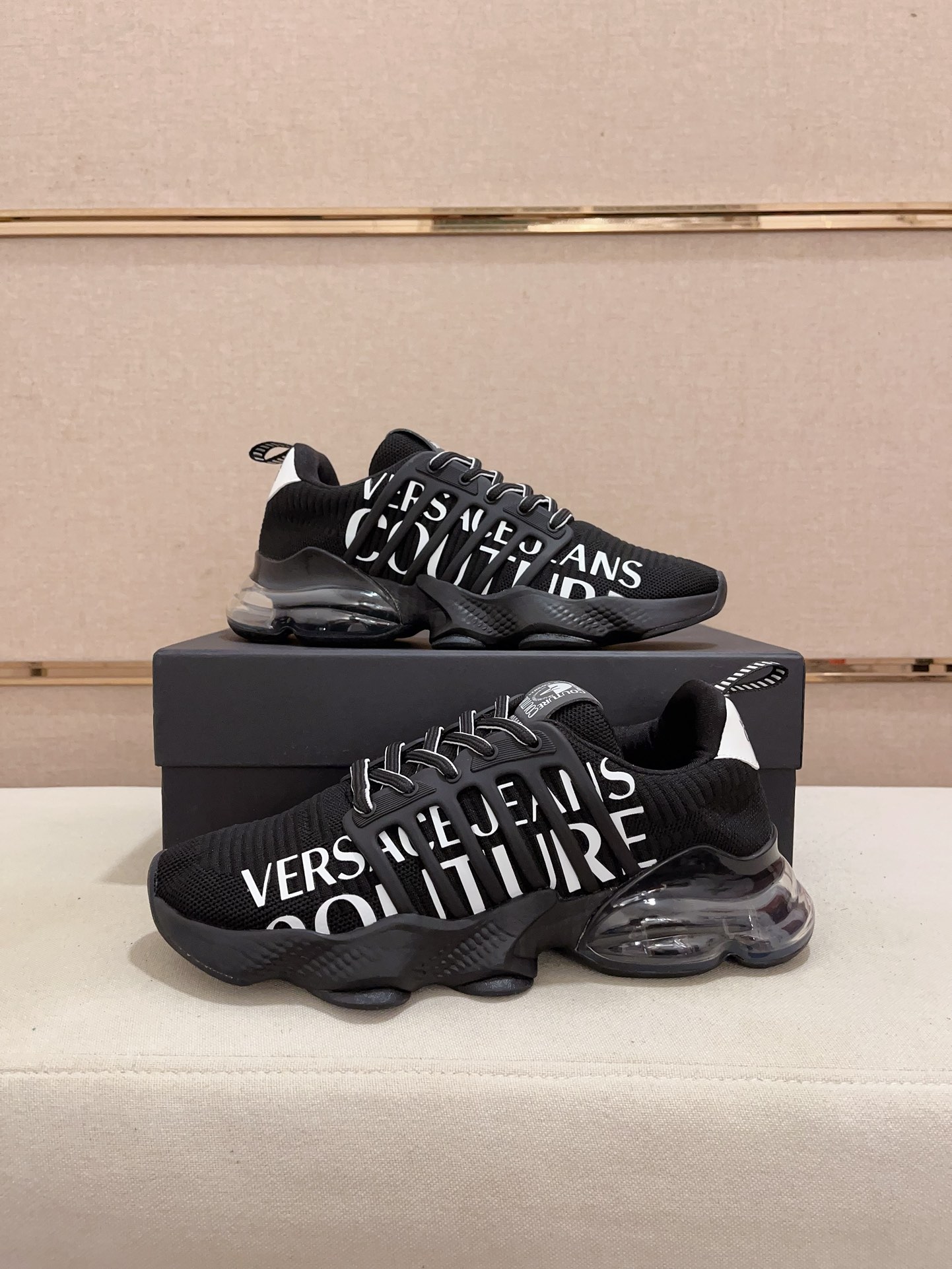 Versace Knit Cushion Sneakers Black