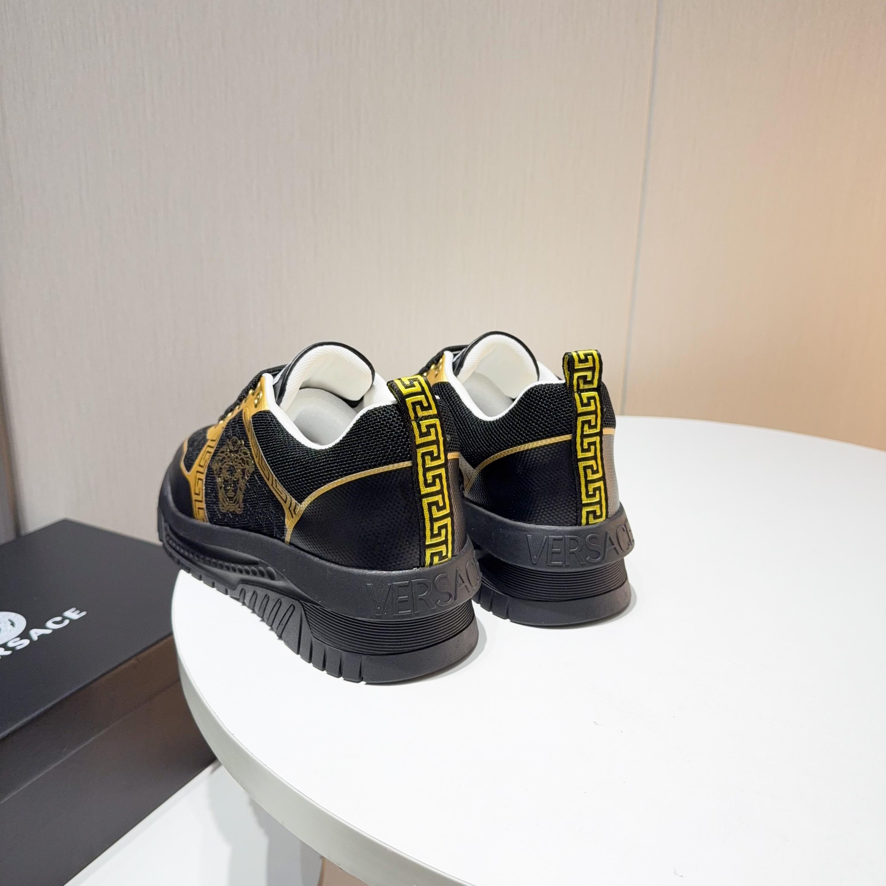 Versace Grace Labyrinth Knit Sneakers Black/Gold