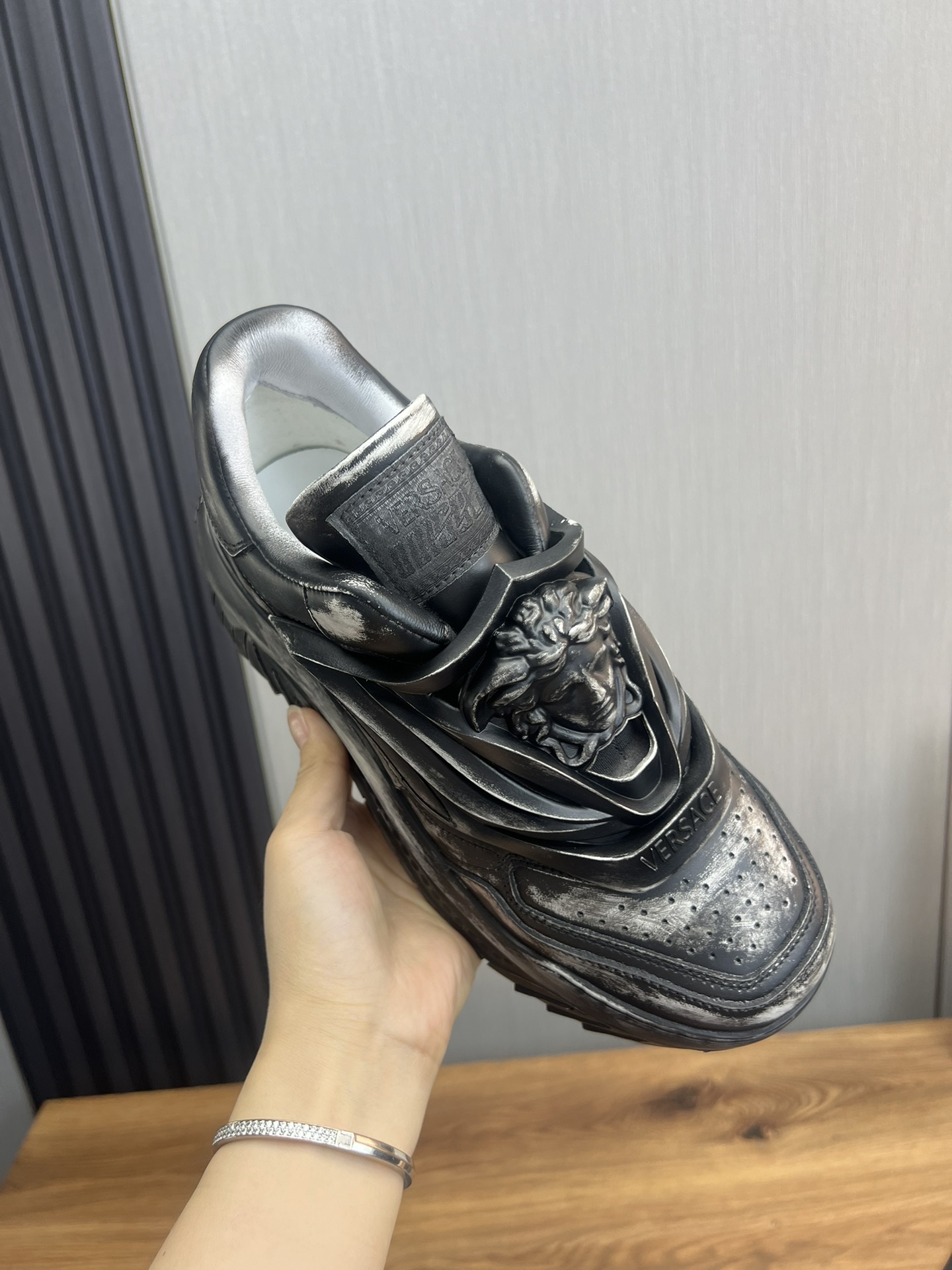 Versace Medusa Leather Sneakers Black