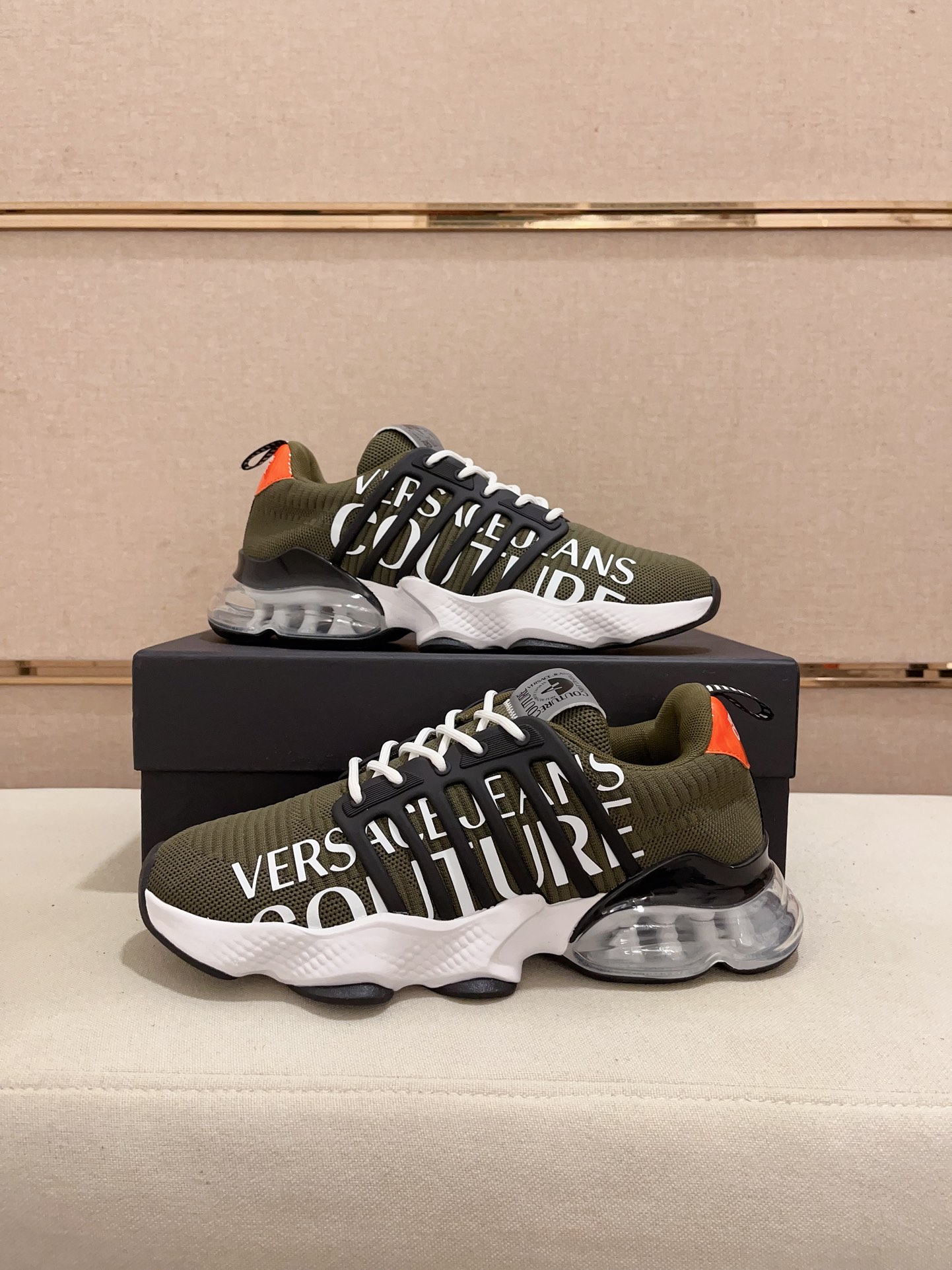 Versace Knit Bubble Sole Sneakers Olive