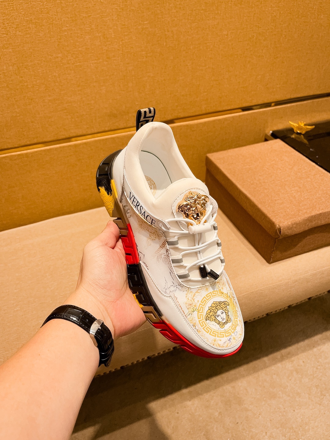 Versace Leather Runner Sneakers Multicolor