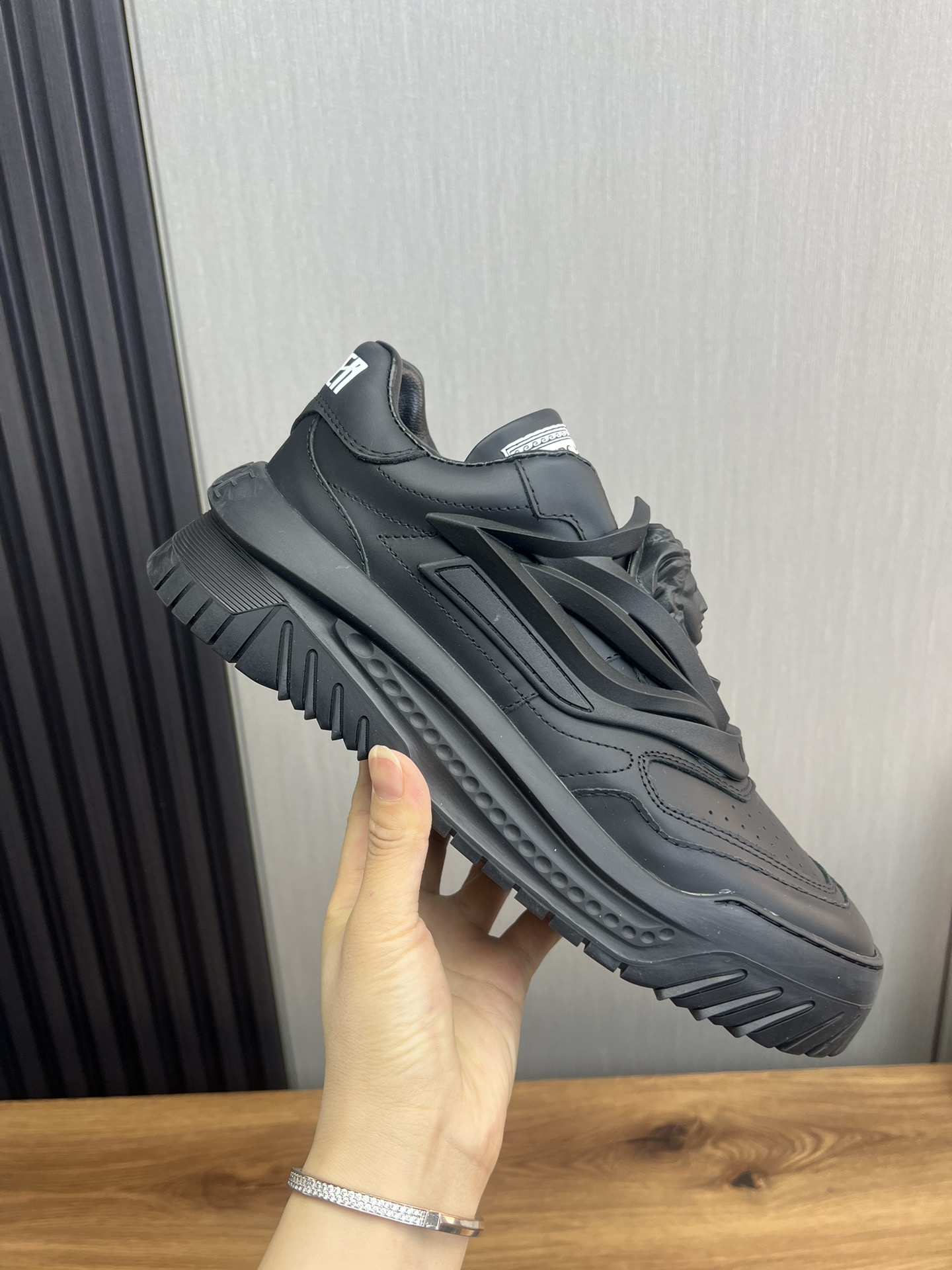 Versace Odissea Leather Sneakers Black