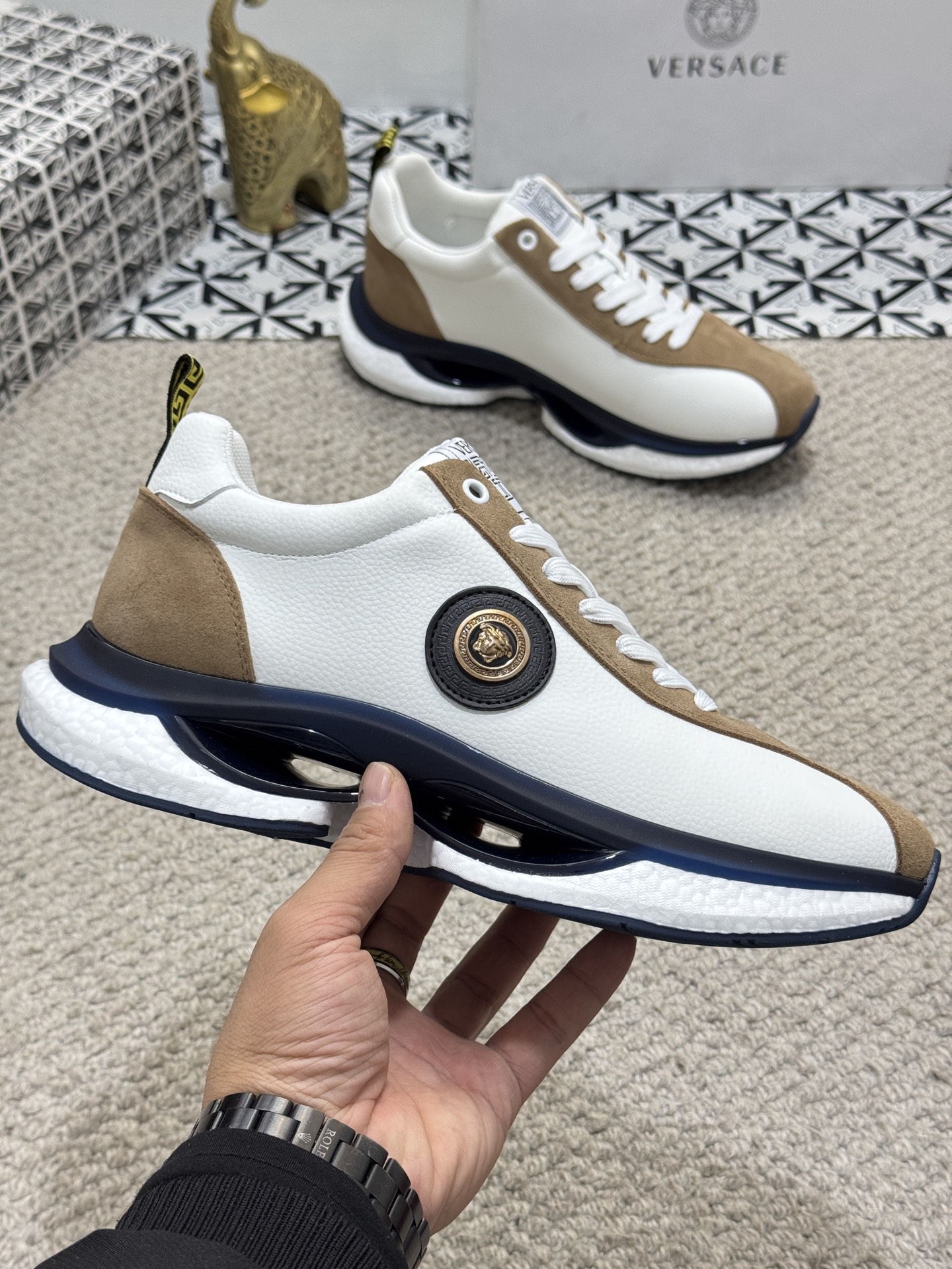 Versace Low-Top Sneakers White/Tan