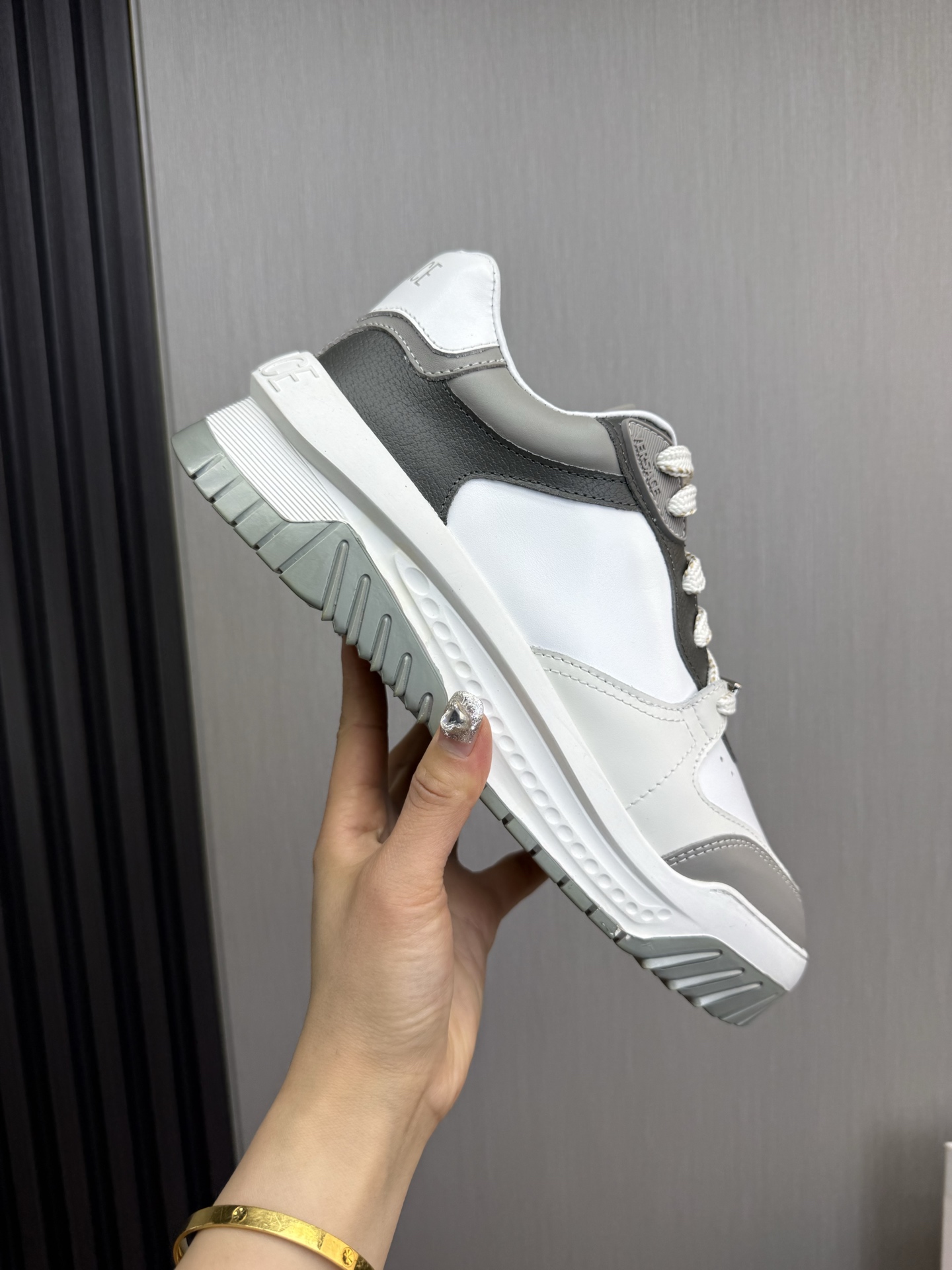 Versace Leather Casual Sneakers Gray