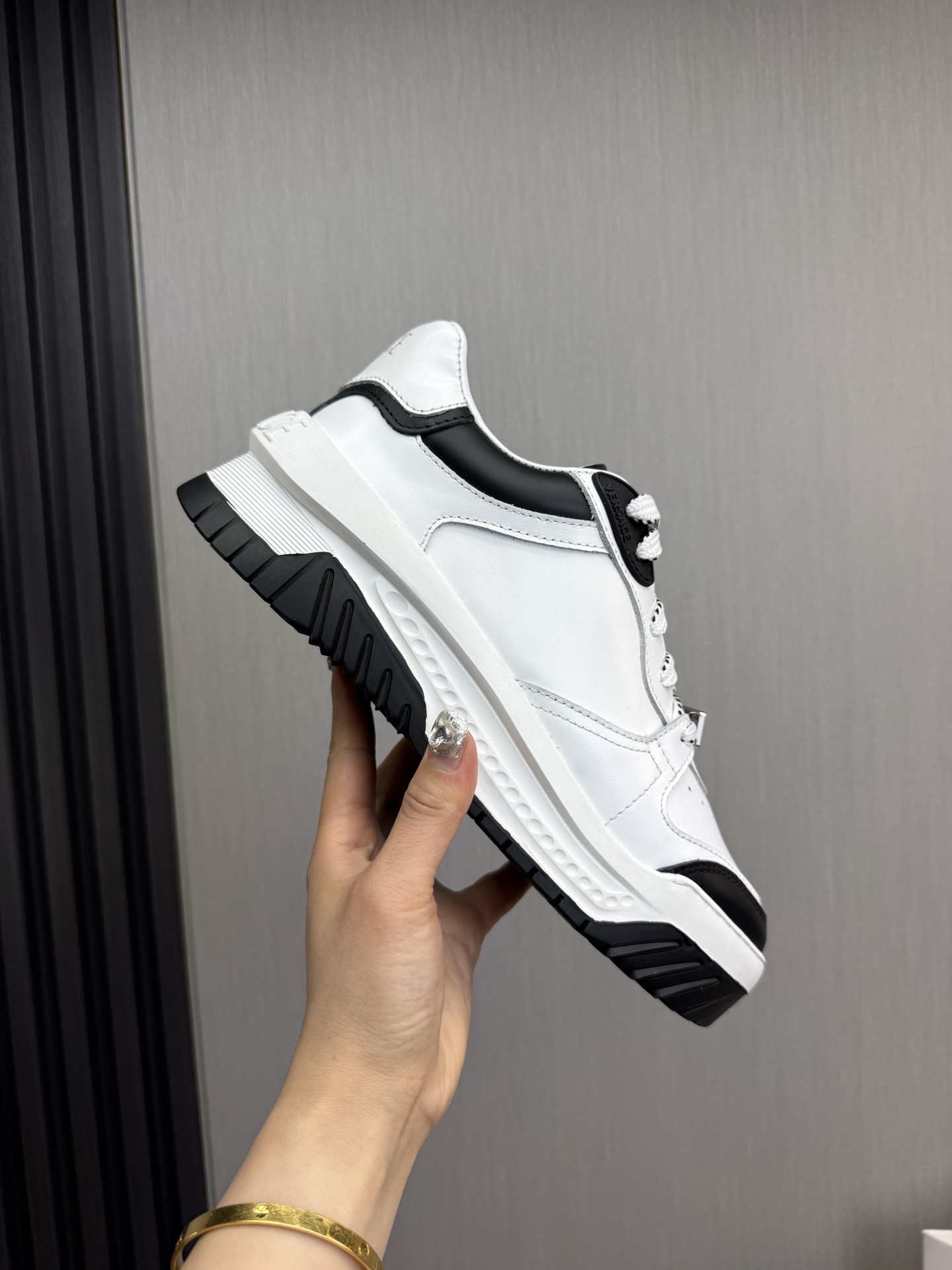 Versace Leather Chunky Sneakers White/Black
