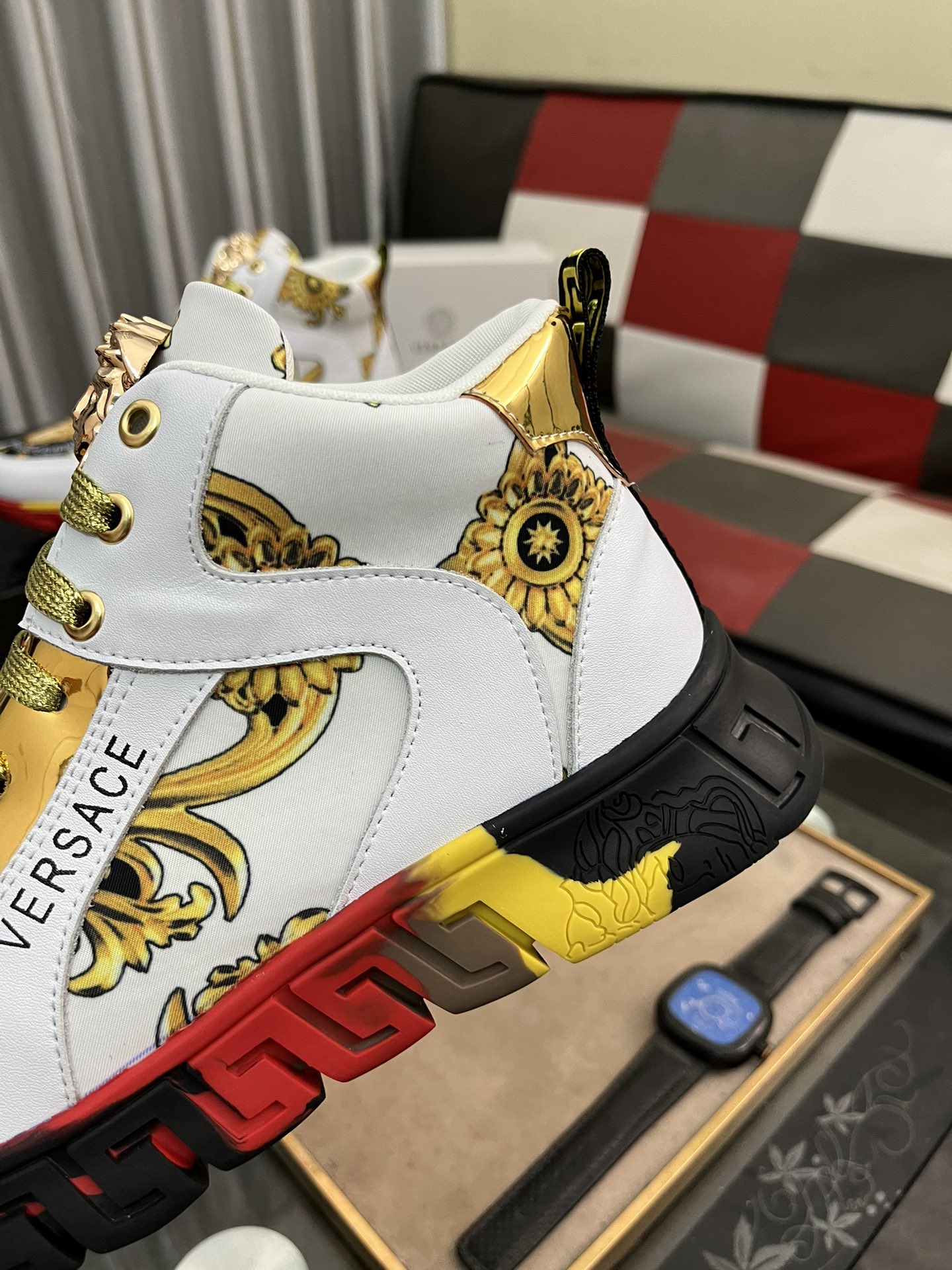 Versace Baroque High-Top Sneakers White/Gold