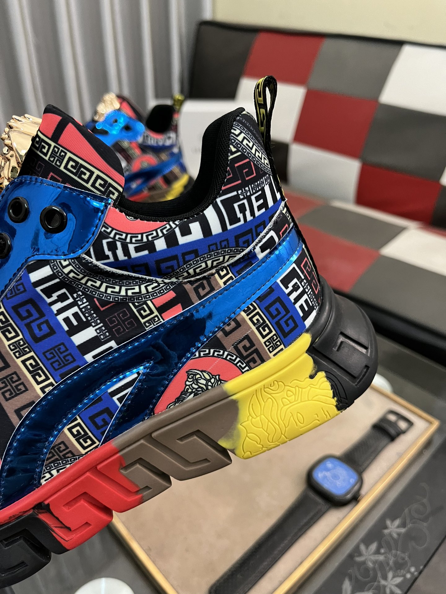 Versace Leather Chunky Sneakers Multicolor