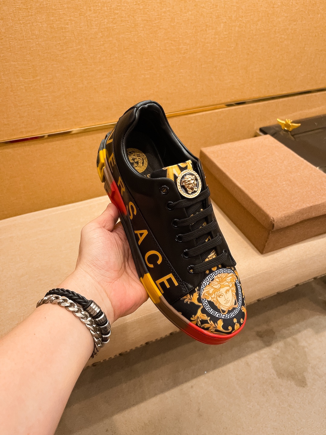 Versace Medusa Leather Sneakers Multi