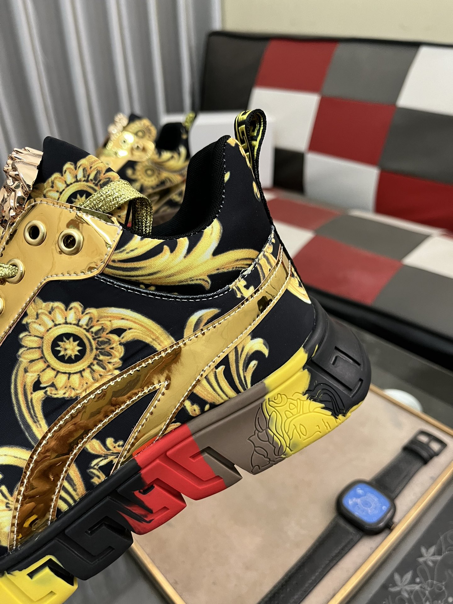Versace Baroque Leather Sneakers Multicolor