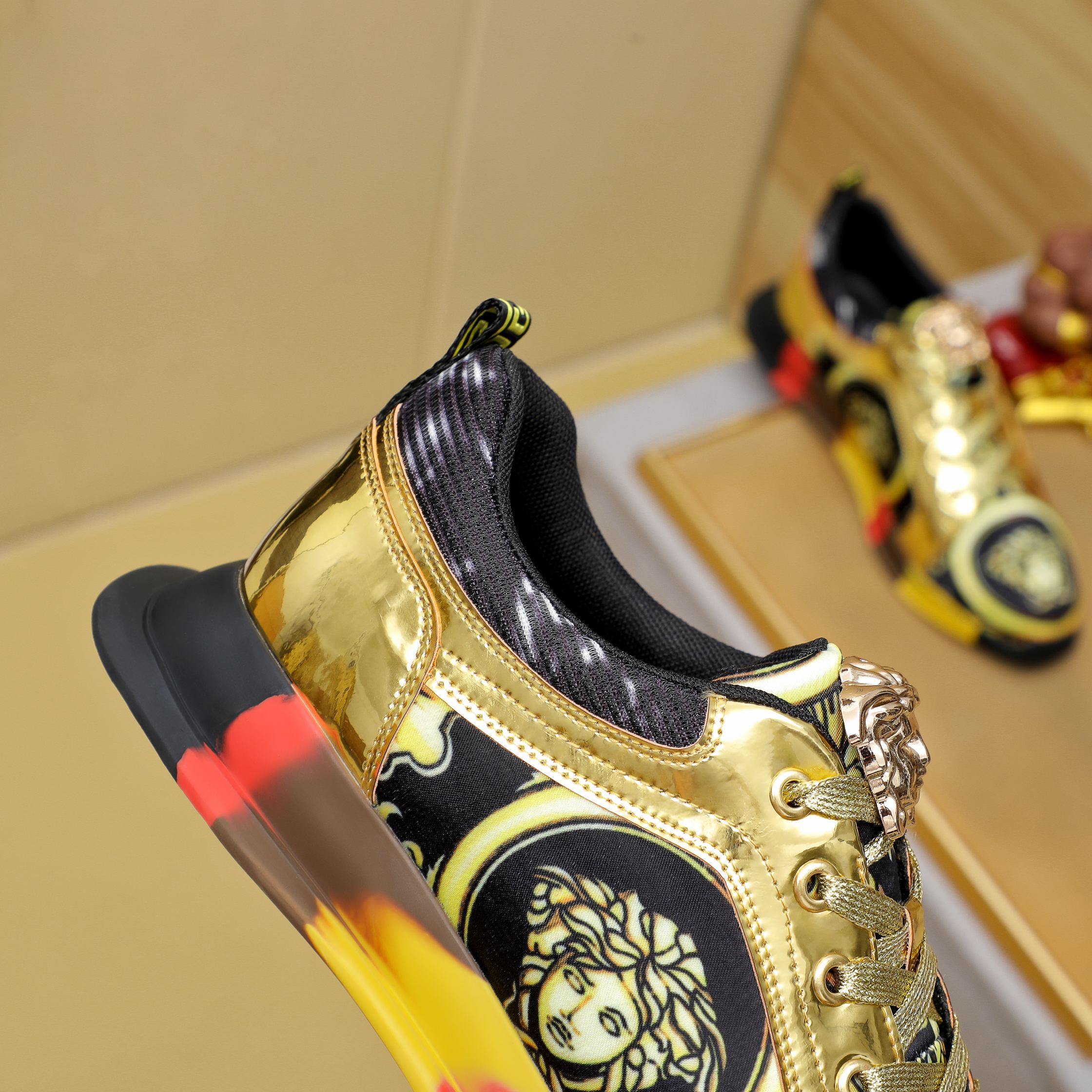 Versace Medusa Low-Top Sneakers Gold/Black/Red