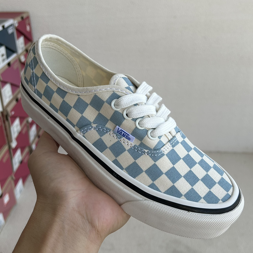 Vans Authentic 44 DX Checkerboard Skate Shoes Blue