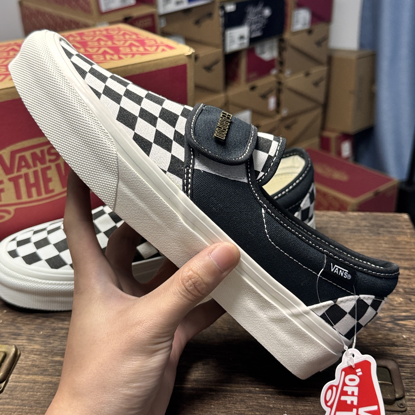 Vans Slip-On x FOG Checkerboard Shoes Black/White