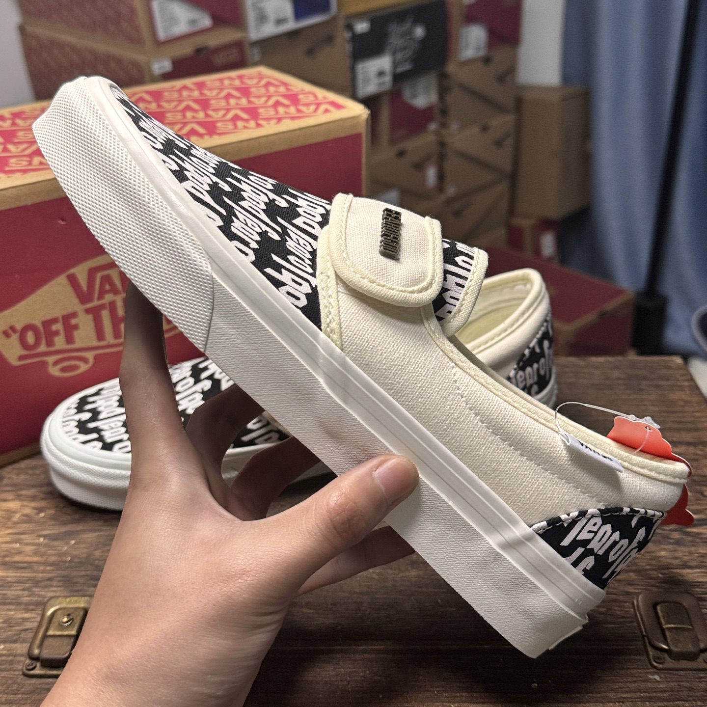 Vans Slip-On x FOG Hook-and-Loop Sneakers Black/White