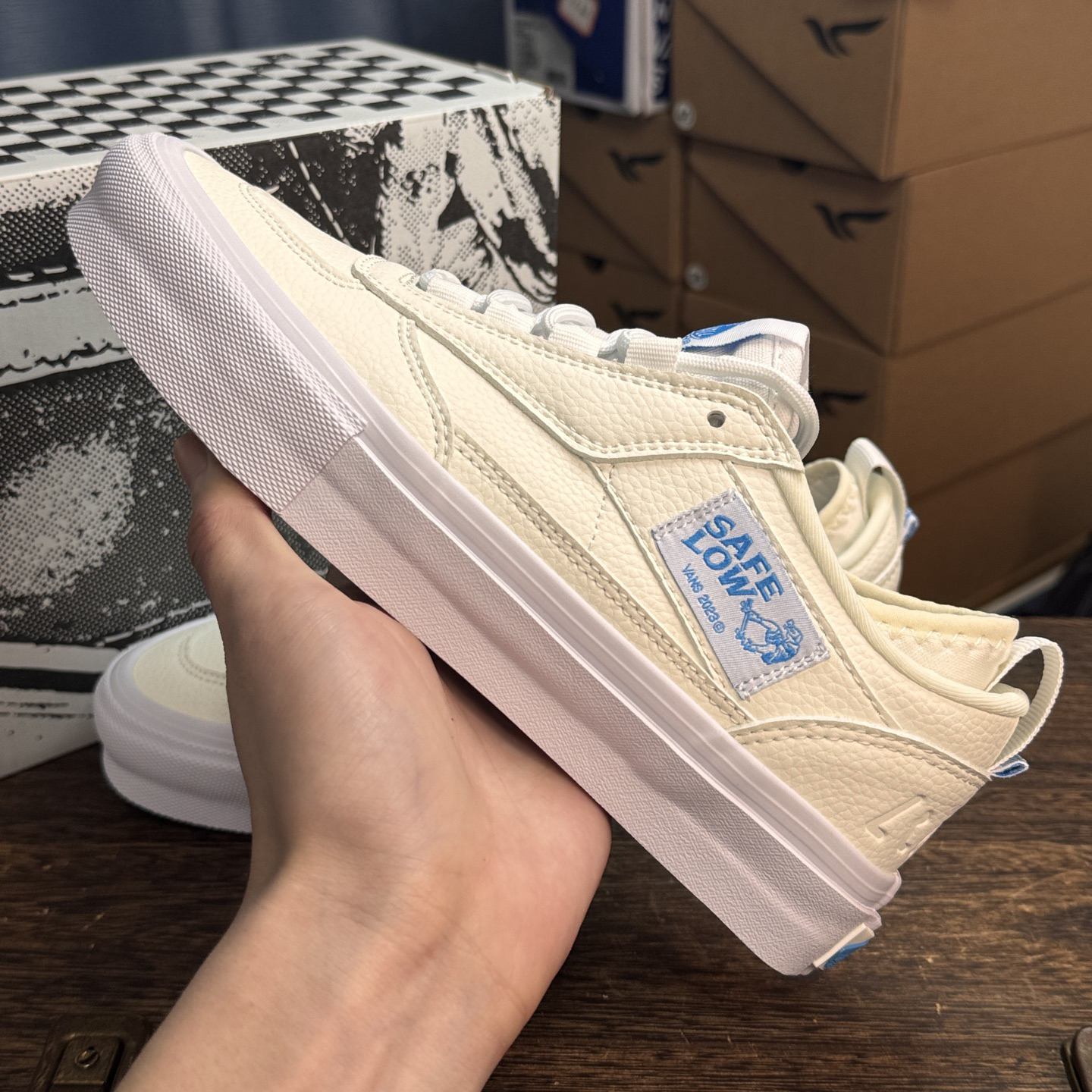 Vans Half Cab Low Skate Shoes White/Blue