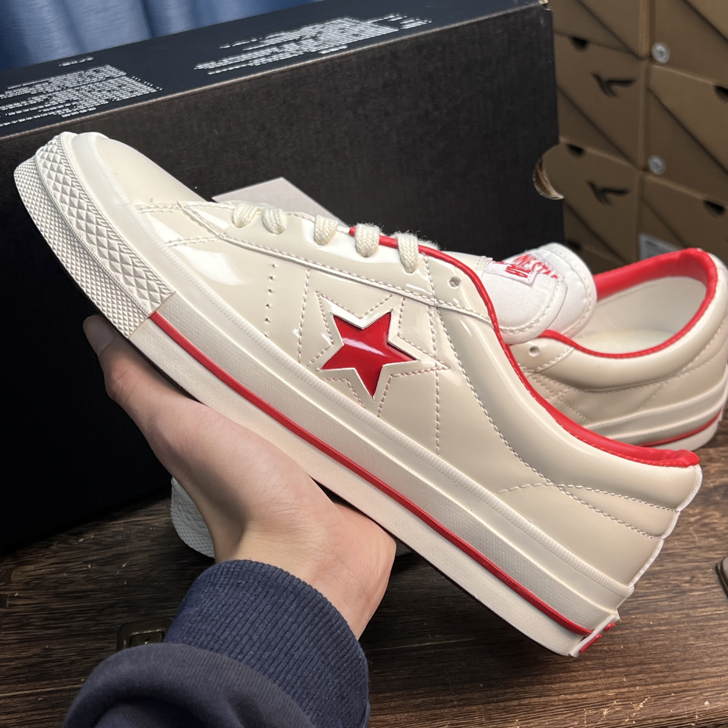 Converse One Star Patent Leather Low-Top White/Red