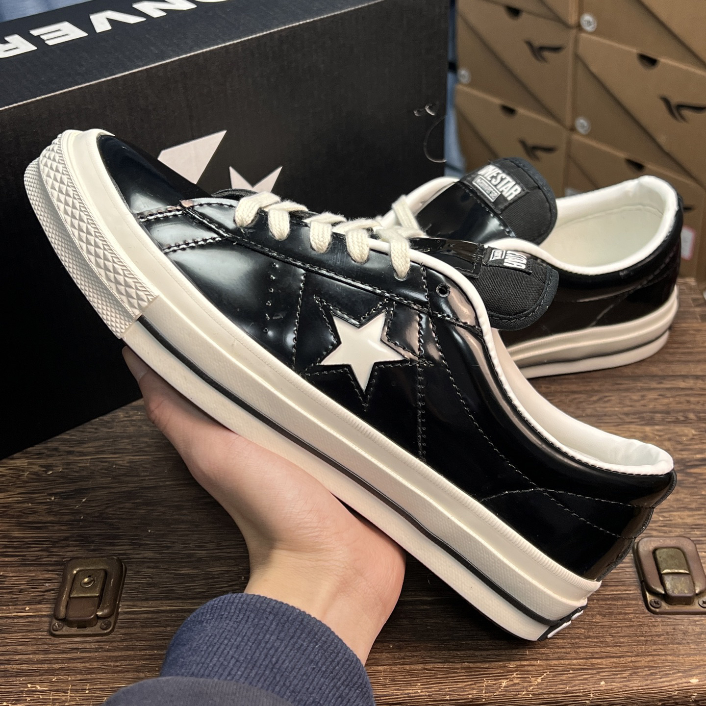 Converse One Star Patent Leather Low Sneakers Black/White
