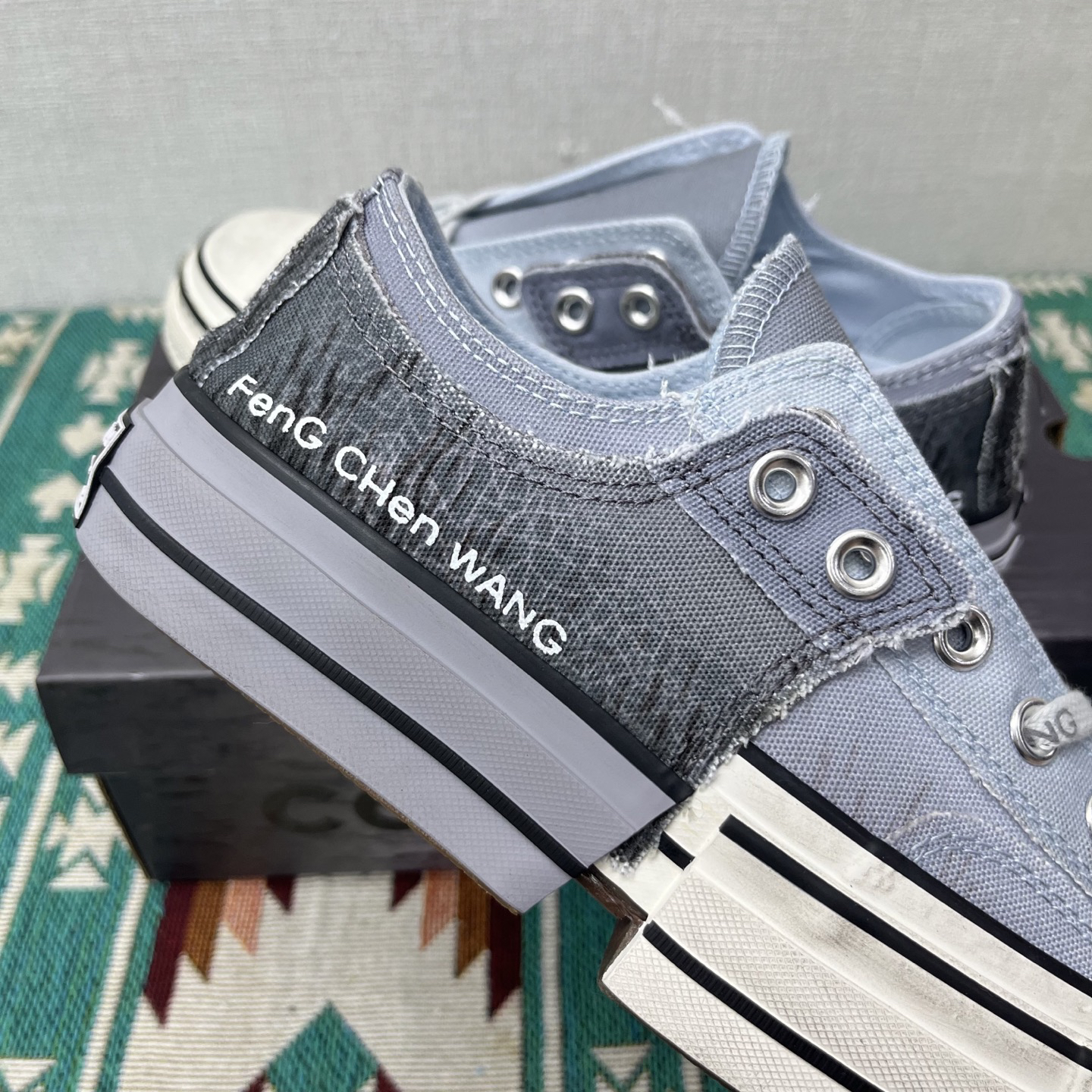 Converse x Feng Chen Wang Deconstructed Canvas Sneakers Gradient Gray Blue
