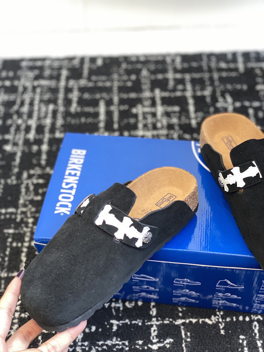 Birkenstock Chrome Hearts Clog Slides Black
