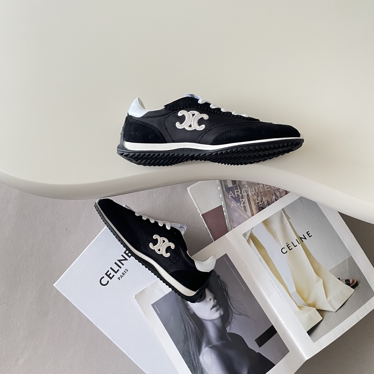 Celine Racer Retro Trainer Black/White